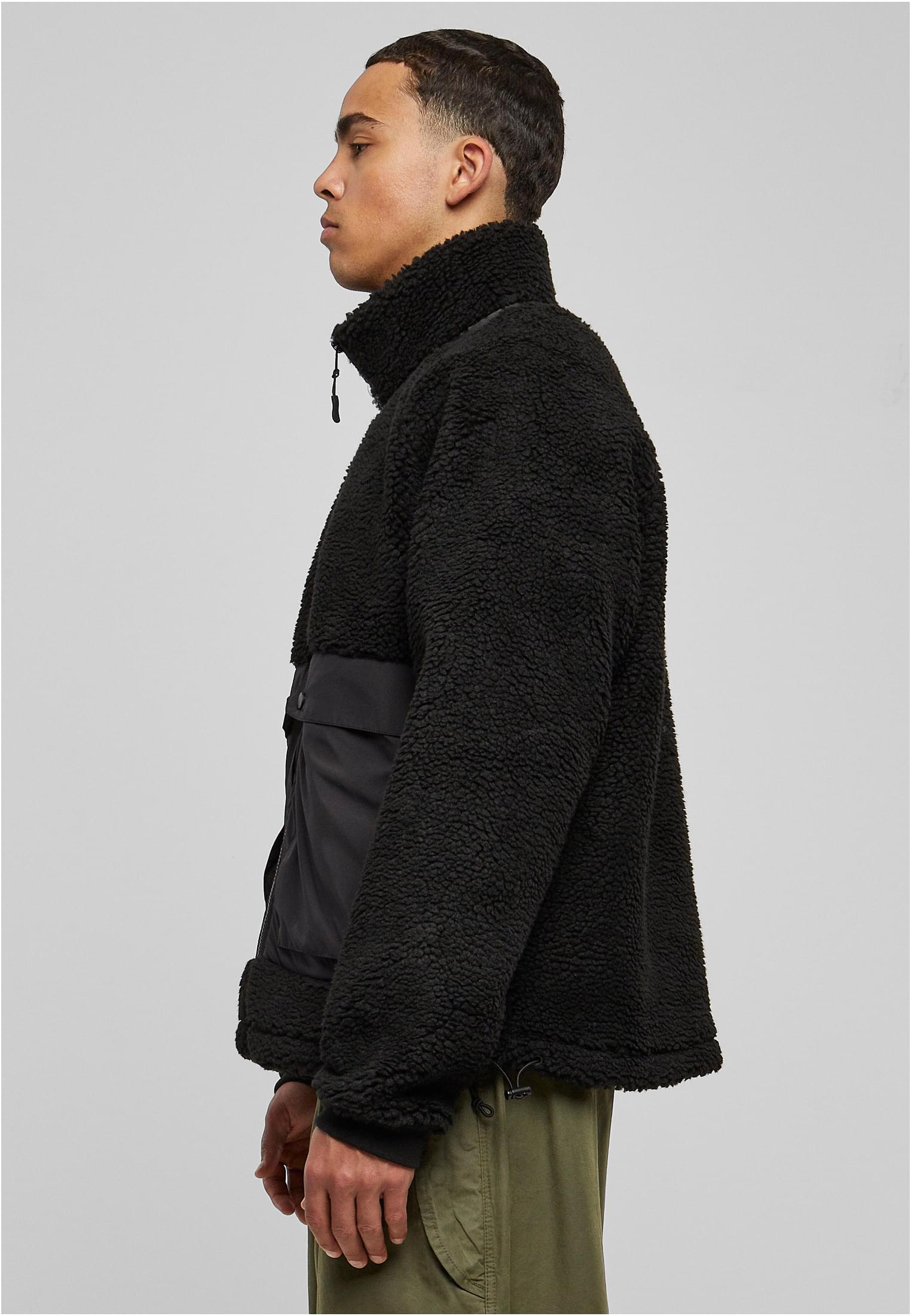 Short Raglan Sherpa Jacket | black/black