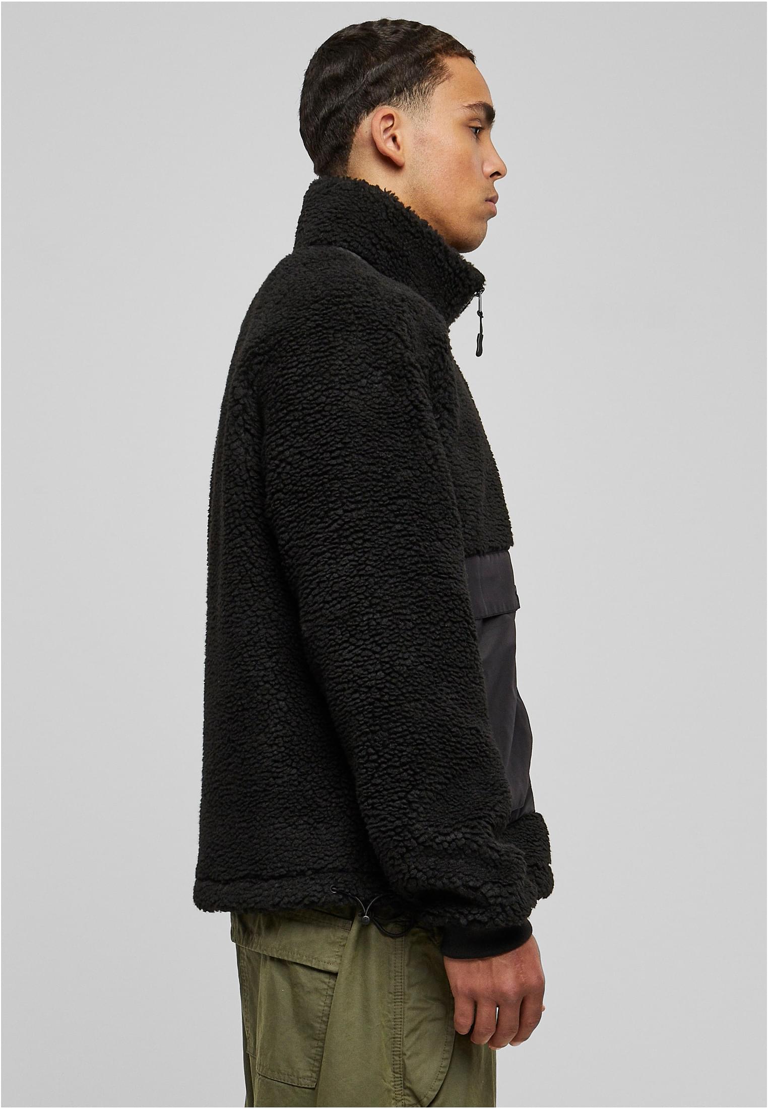 Short Raglan Sherpa Jacket | black/black