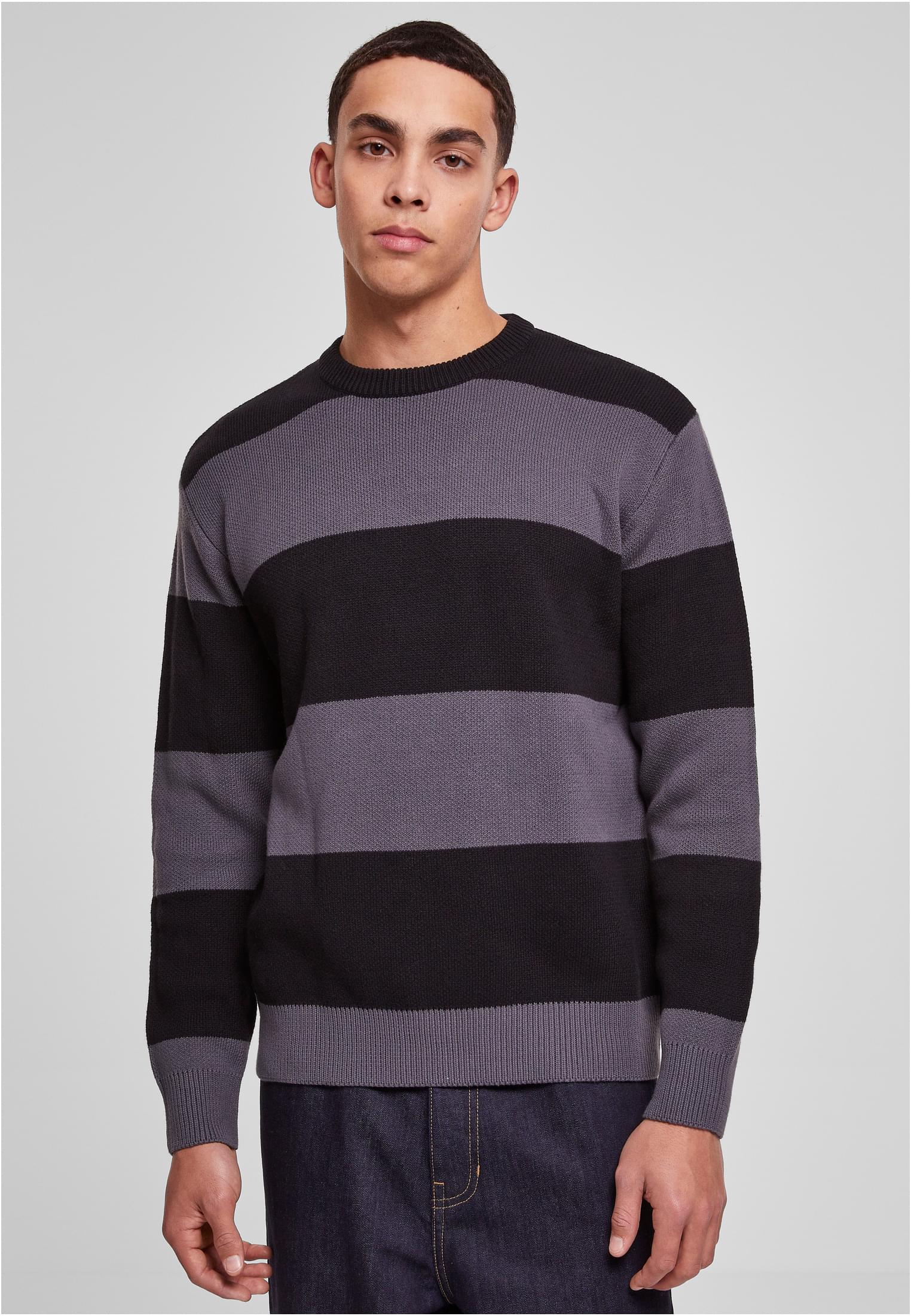 Heavy Oversized Striped Sweatshirt | black/darkshadow