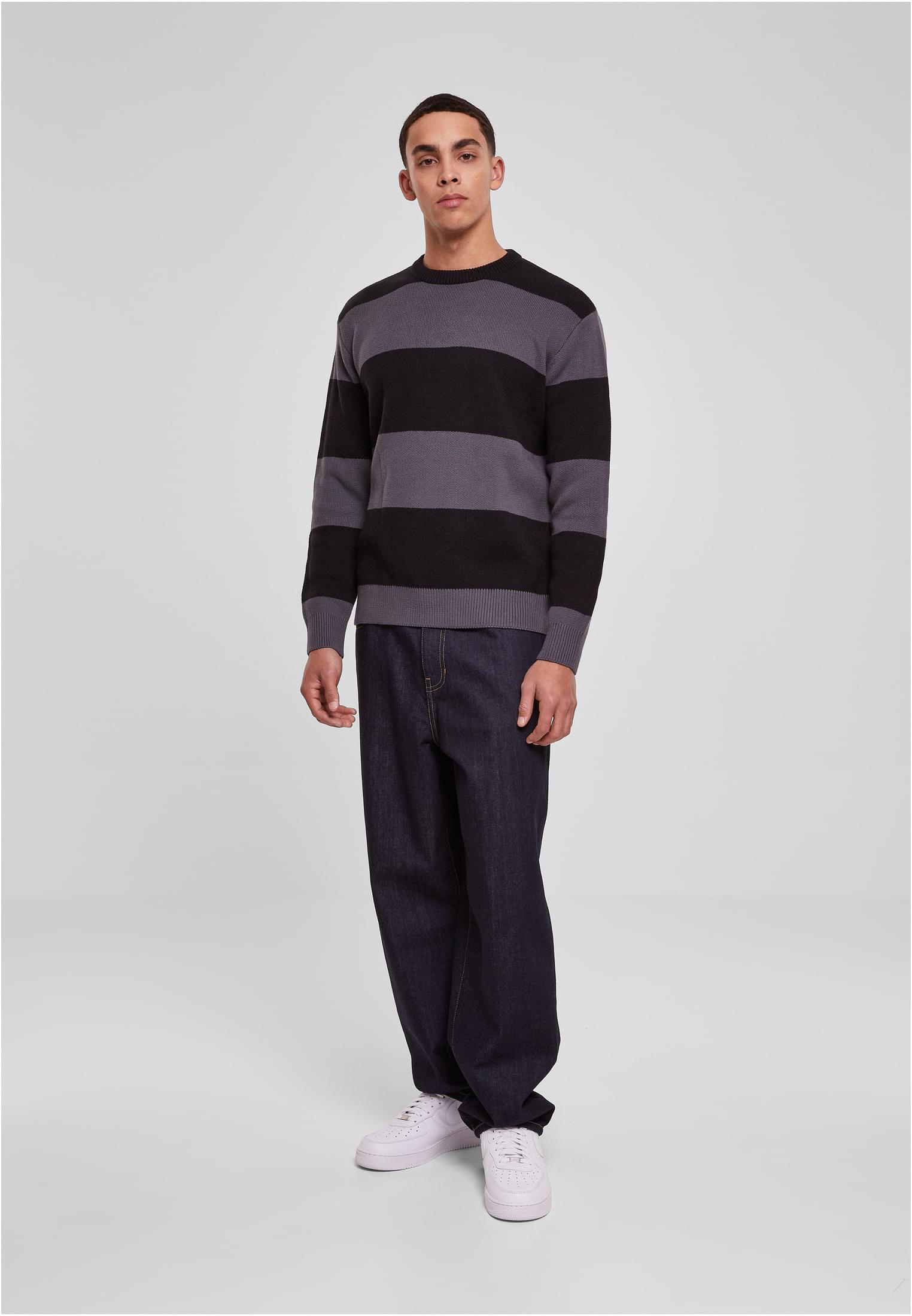 Heavy Oversized Striped Sweatshirt | black/darkshadow