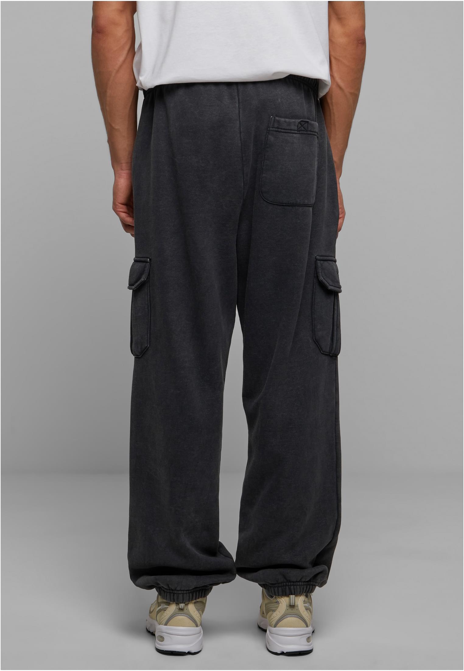 Acid Washed Cargo Sweatpants | black