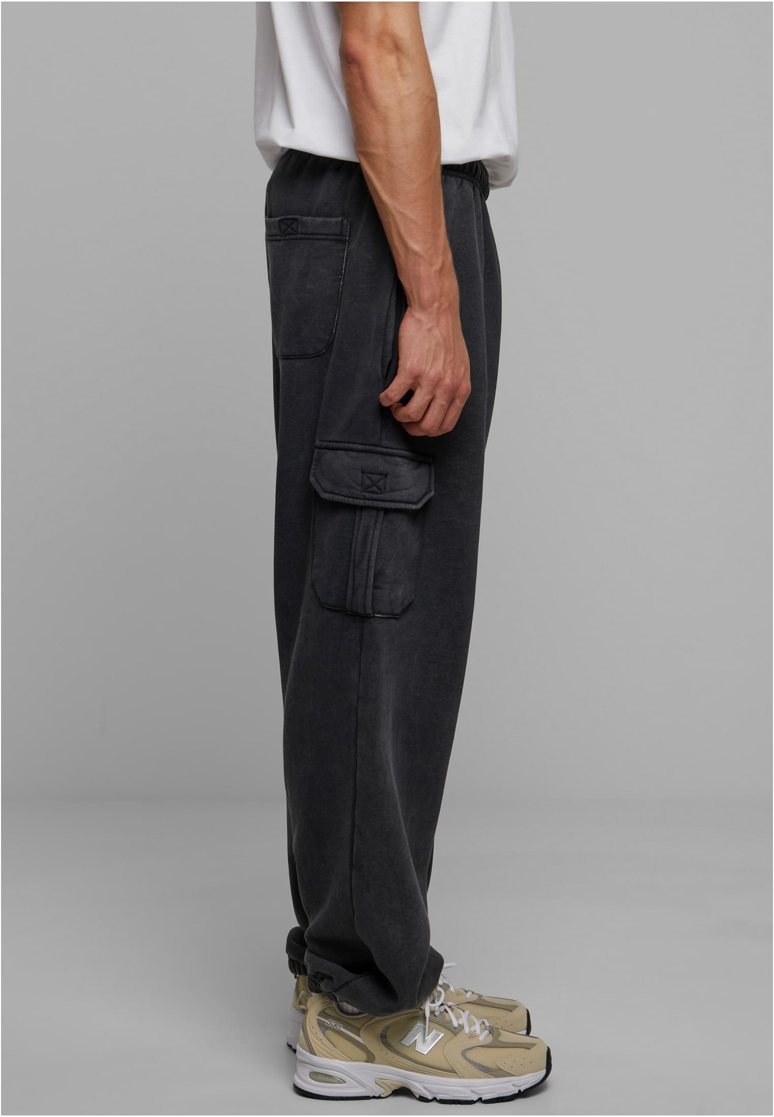 Acid Washed Cargo Sweatpants | black