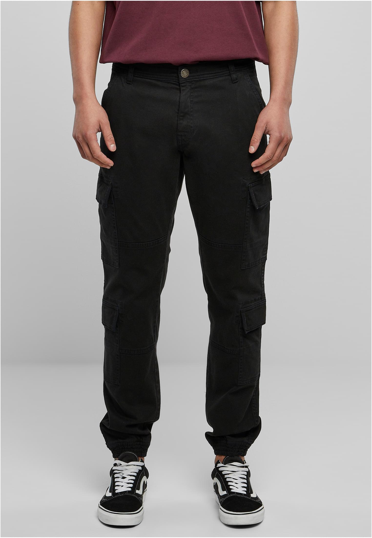 Double Cargo Twill Jogging Pants | black