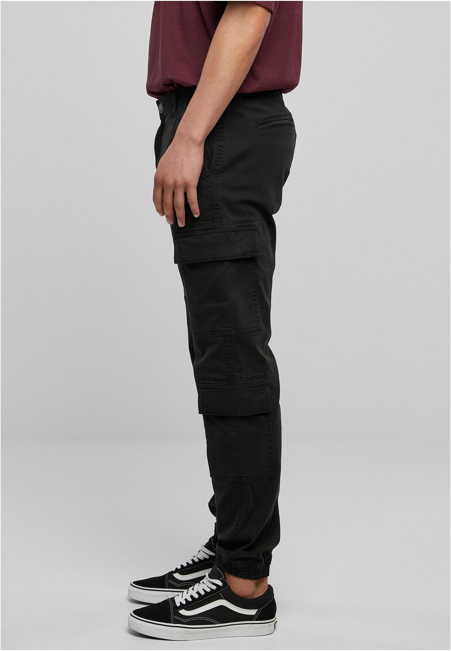 Double Cargo Twill Jogging Pants | black