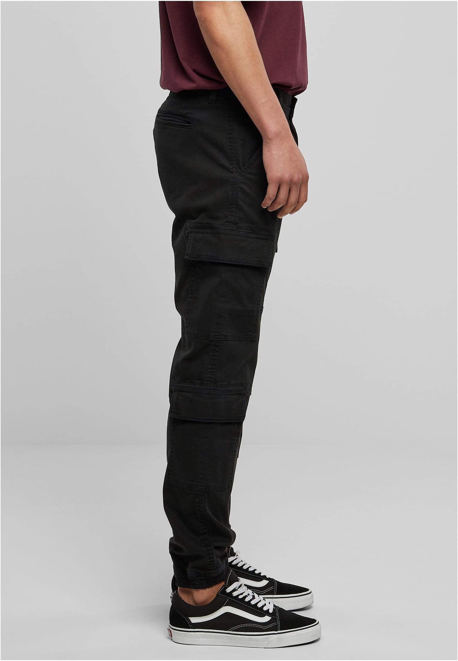 Double Cargo Twill Jogging Pants | black