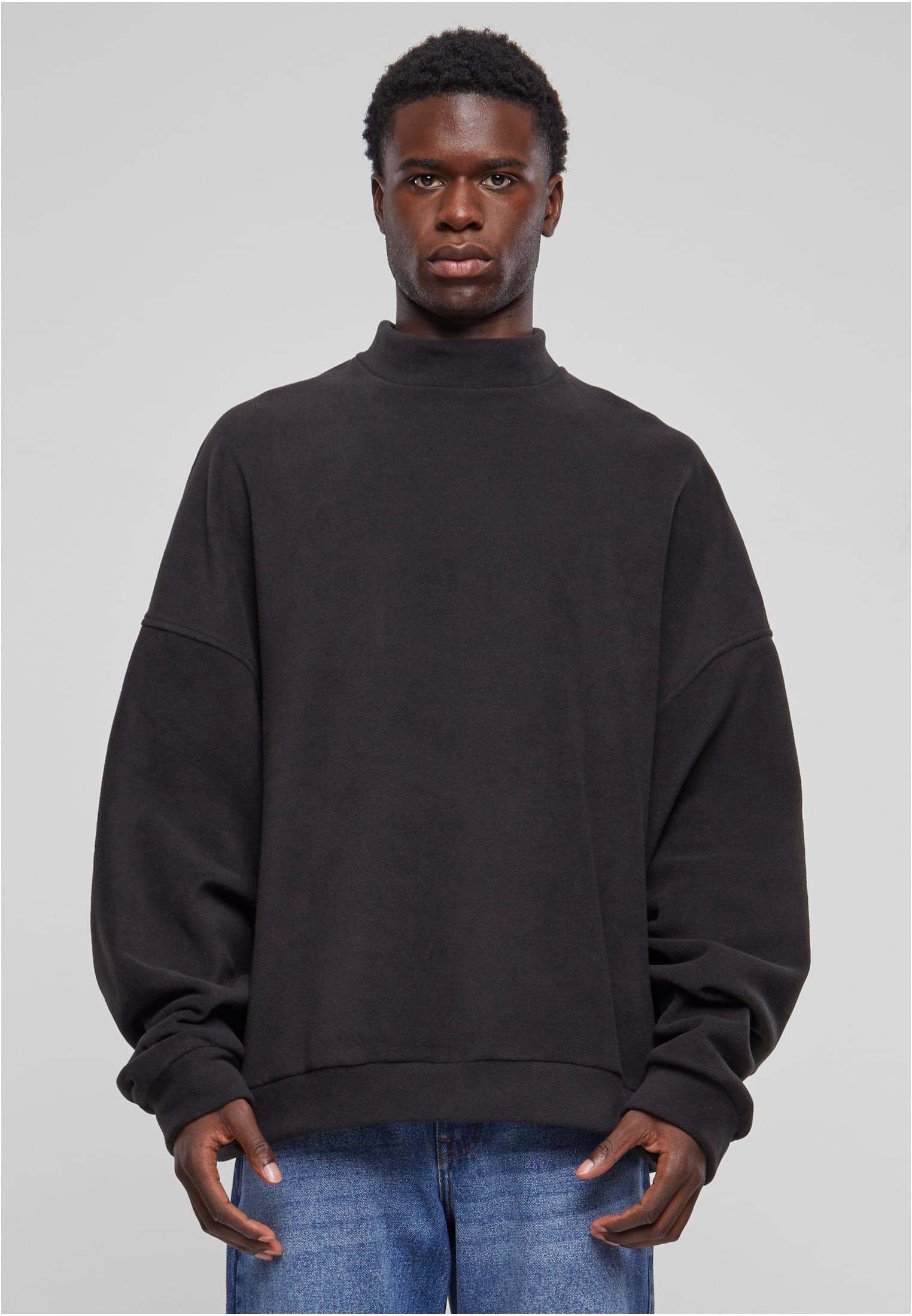 Oversized Polar Fleece Crew | black