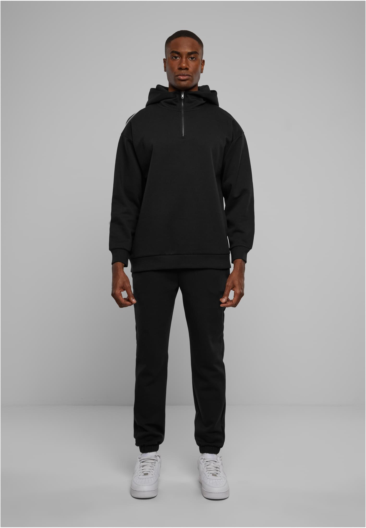 Zipped High Neck Hoody | black