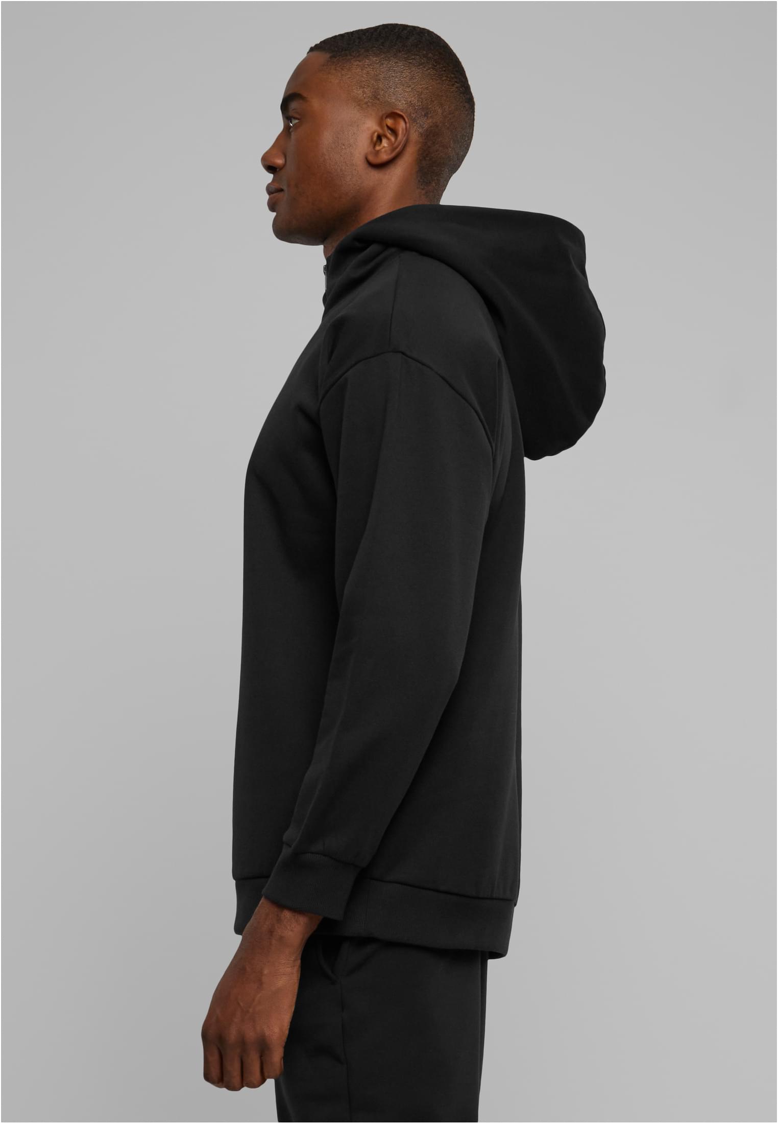 Zipped High Neck Hoody | black