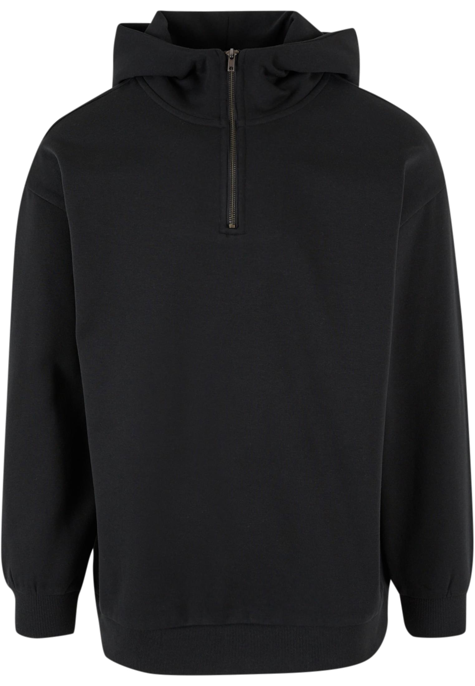 Zipped High Neck Hoody | black