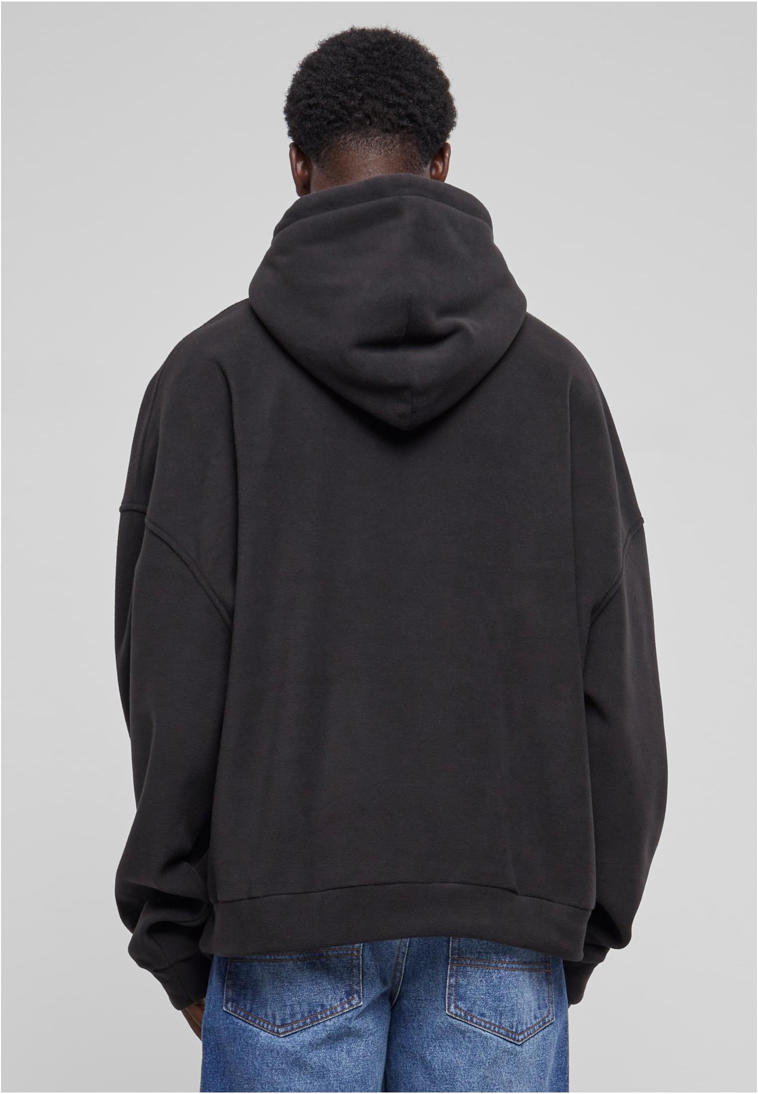 Oversized Polar Fleece Half Zip Hoody | black