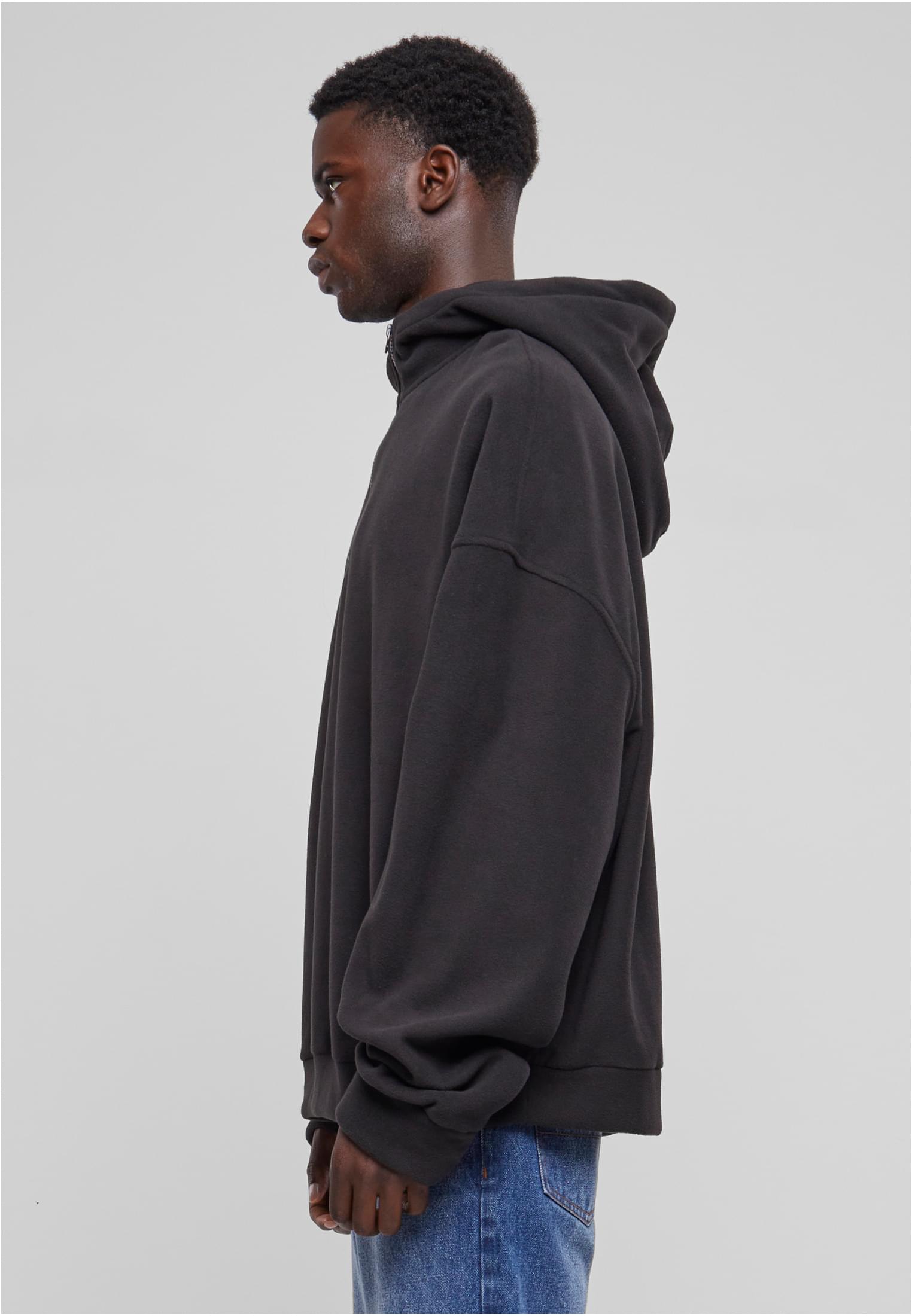 Oversized Polar Fleece Half Zip Hoody | black