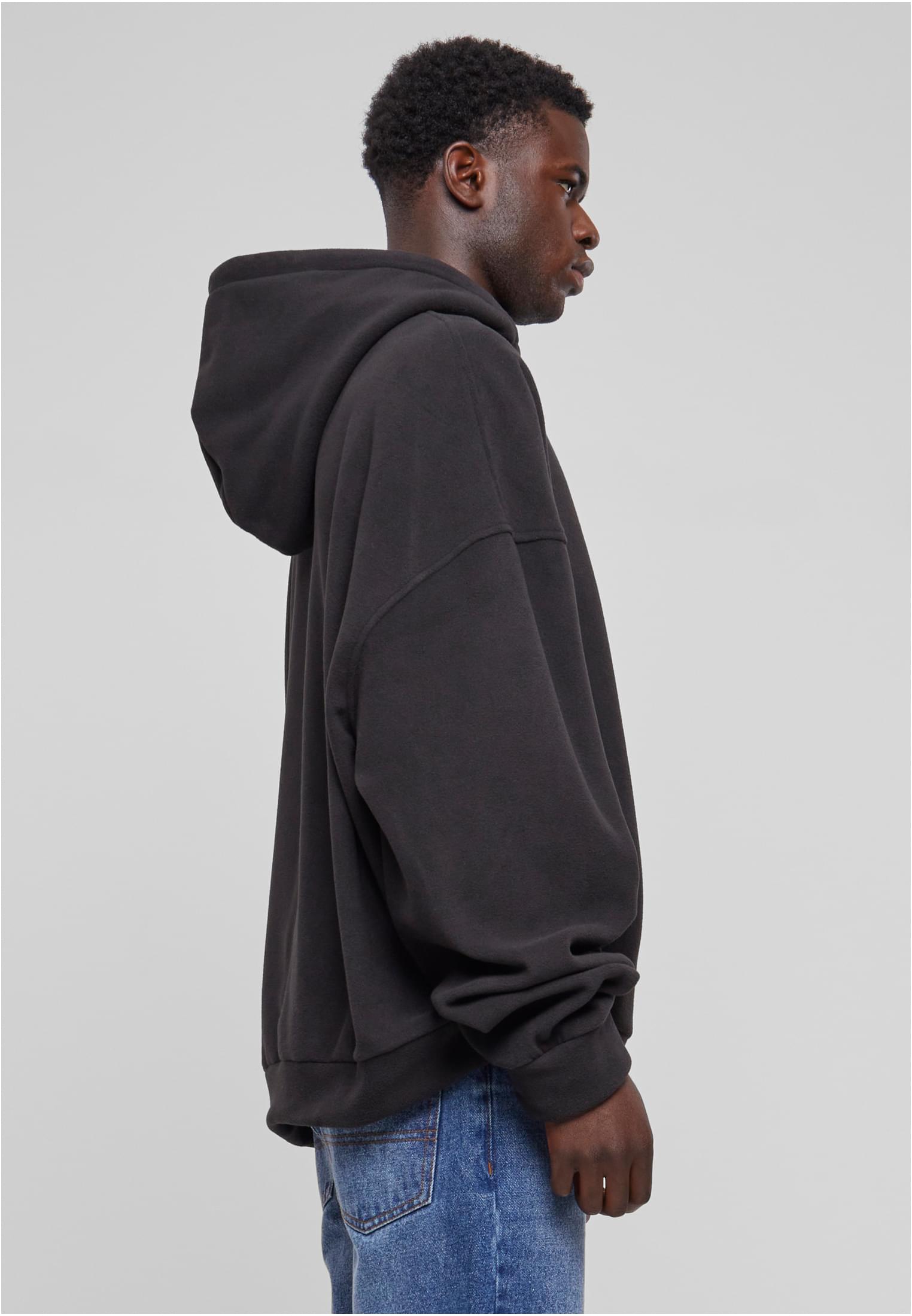 Oversized Polar Fleece Half Zip Hoody | black