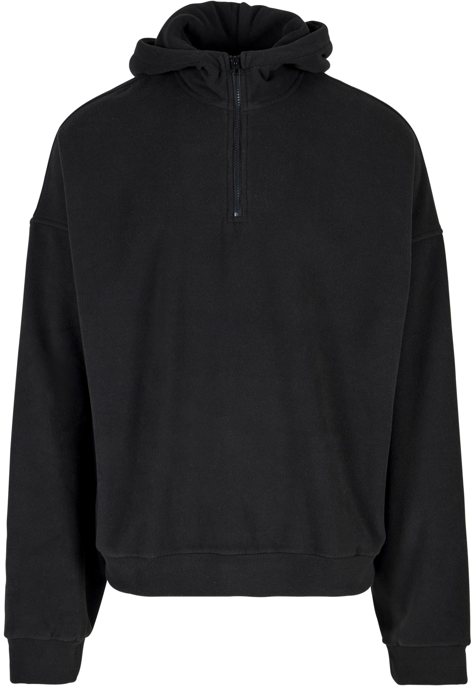 Oversized Polar Fleece Half Zip Hoody | black