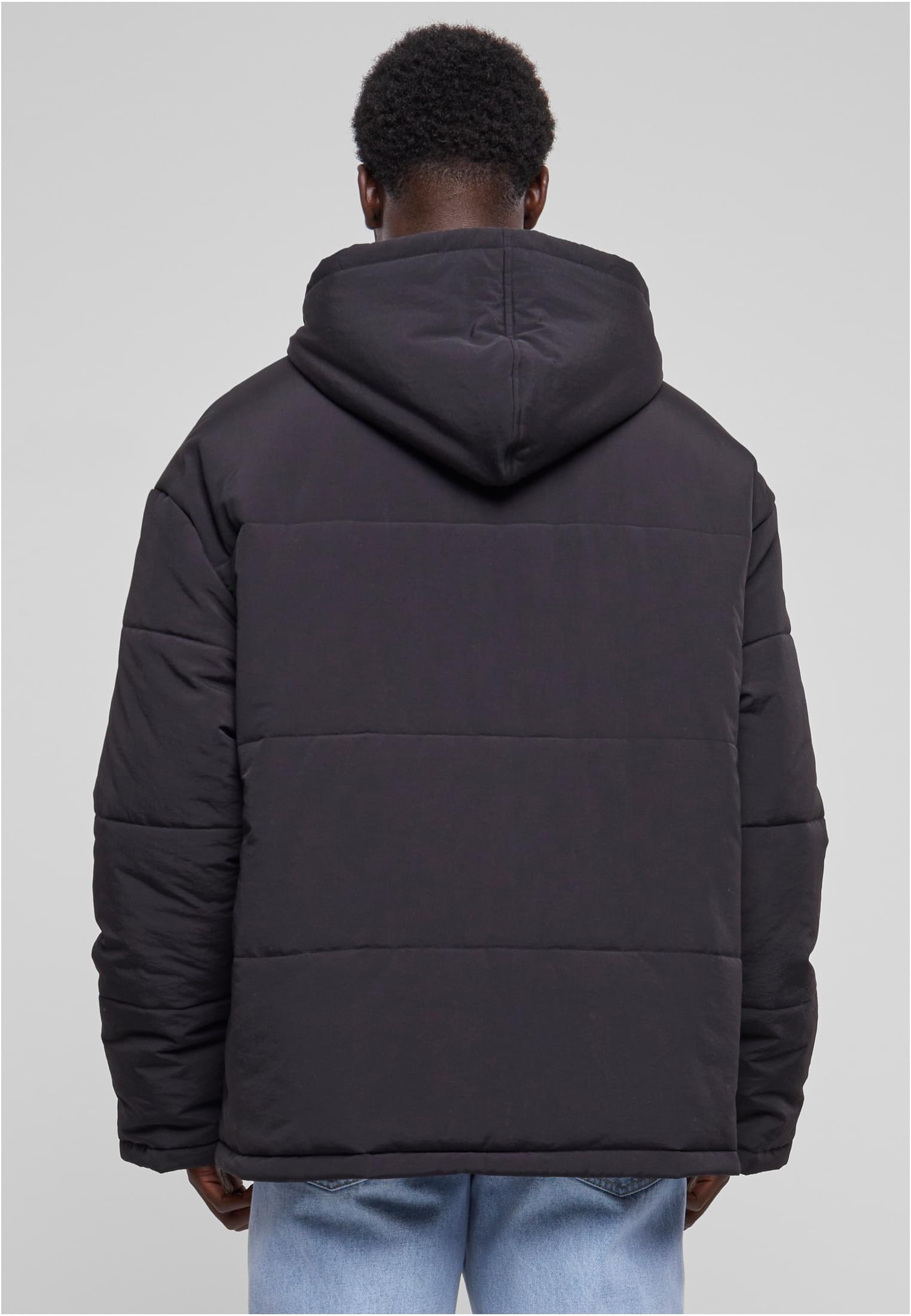 Hooded Block Puffer Jacket | black