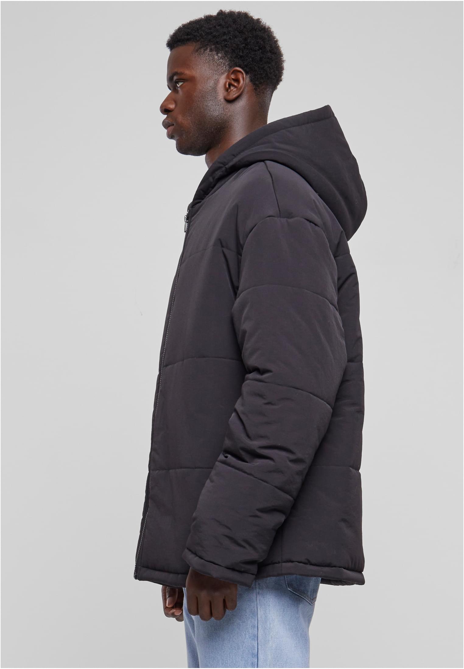 Hooded Block Puffer Jacket | black