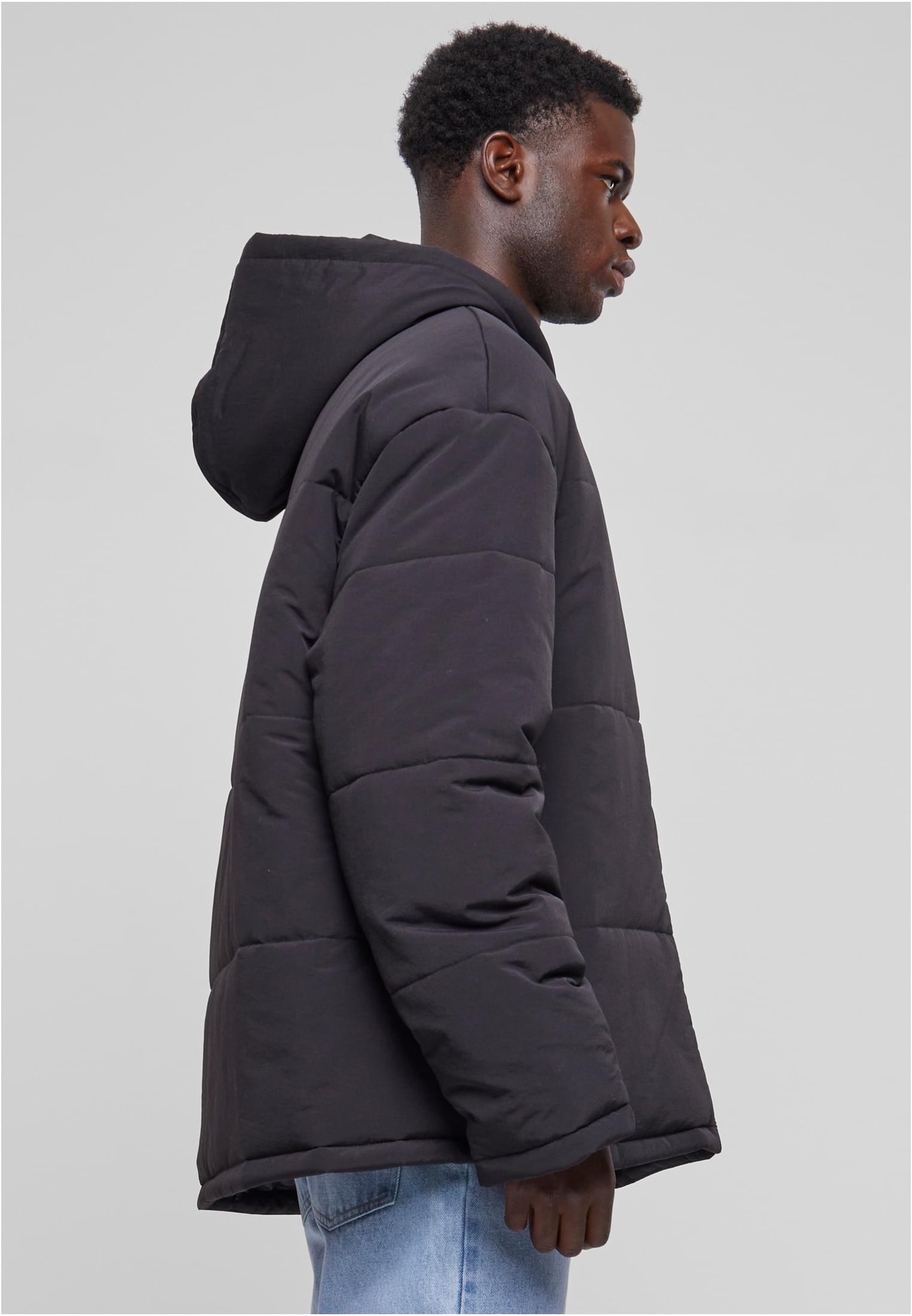 Hooded Block Puffer Jacket | black