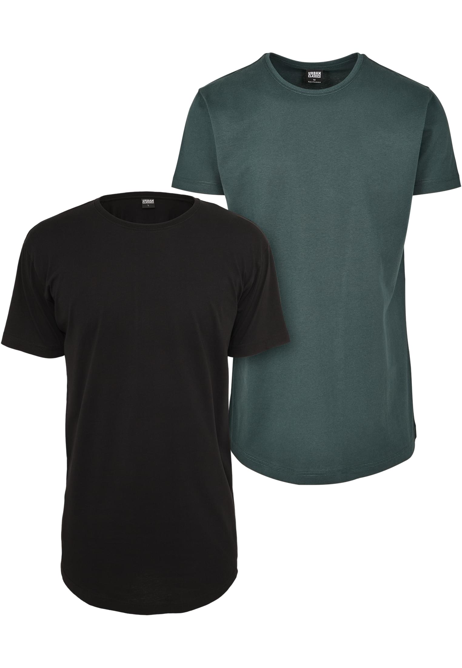 Shaped Long Tee 2-Pack | black+bottlegreen