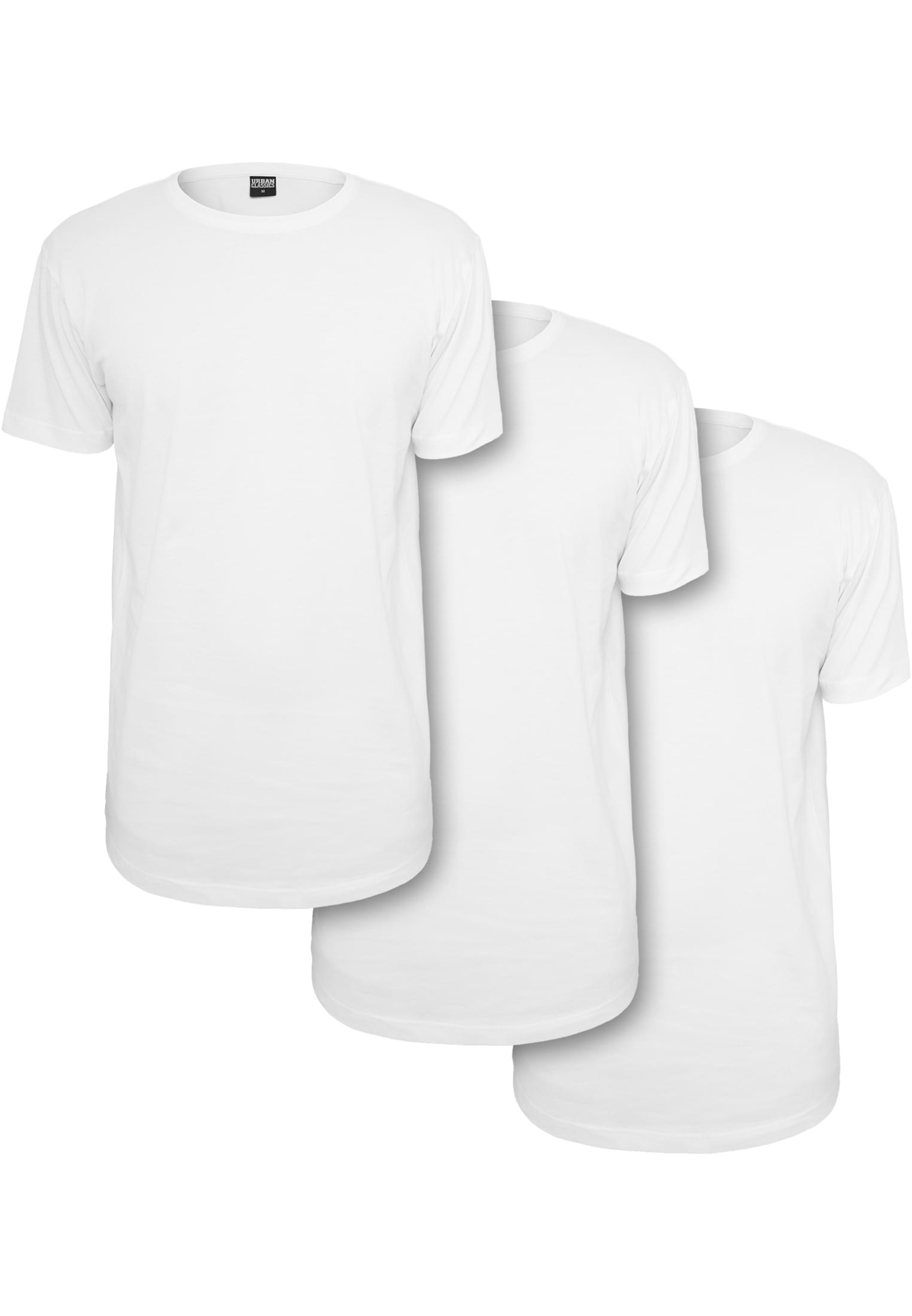 Shaped Long Tee 3-Pack | white+white+white