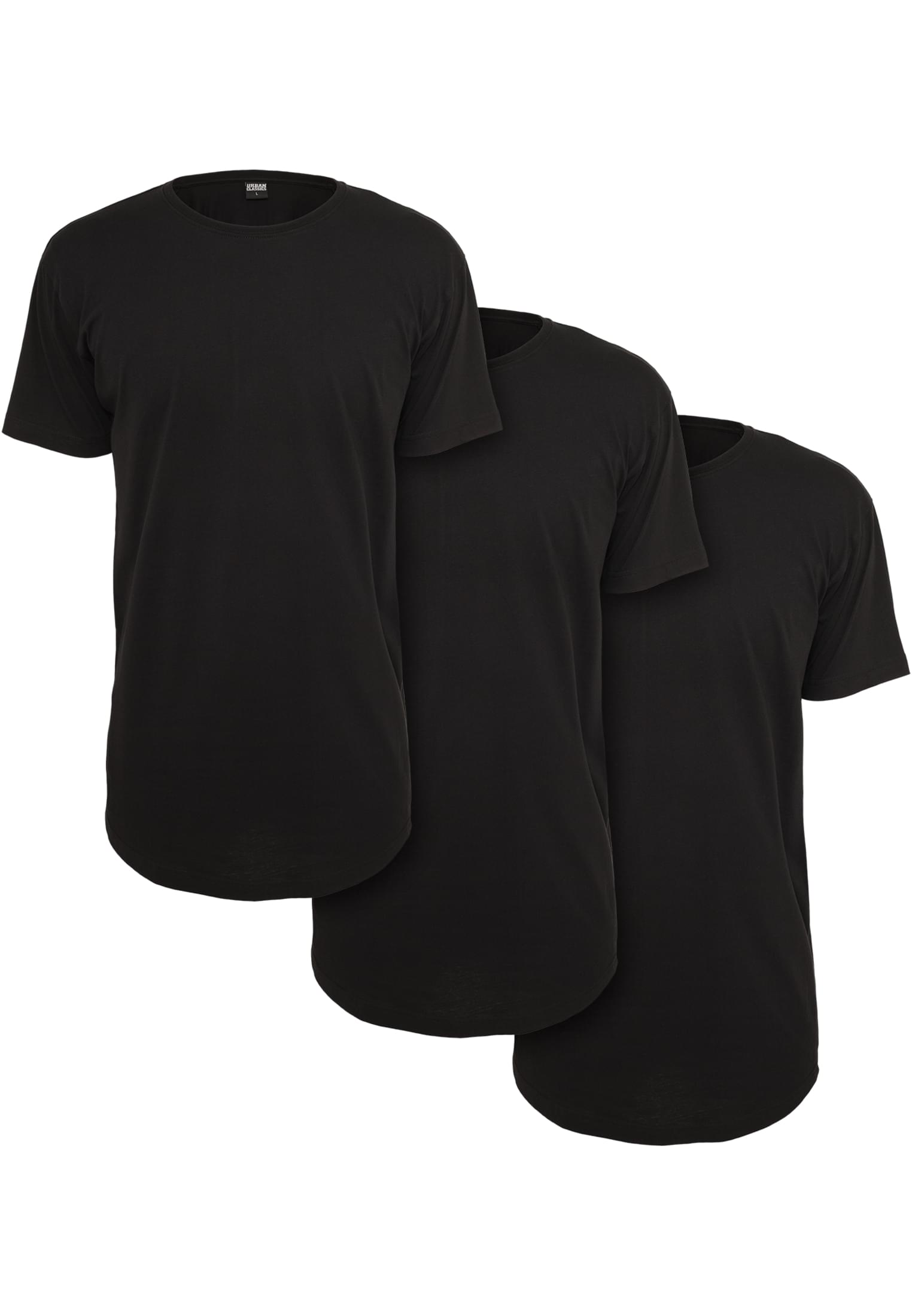 Shaped Long Tee 3-Pack | black+black+black