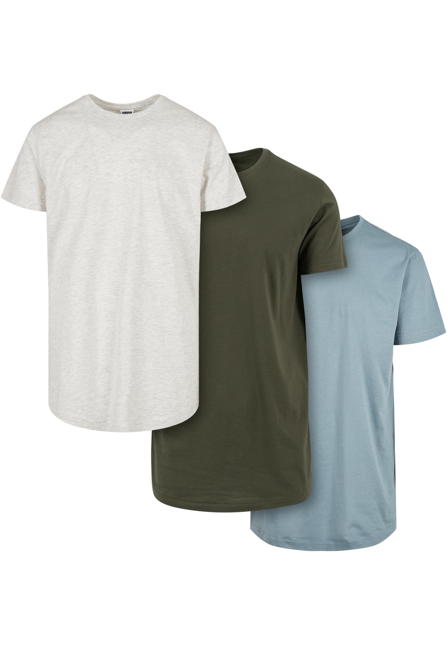 Shaped Long Tee 3-Pack | lightgrey+olive+dustyblue