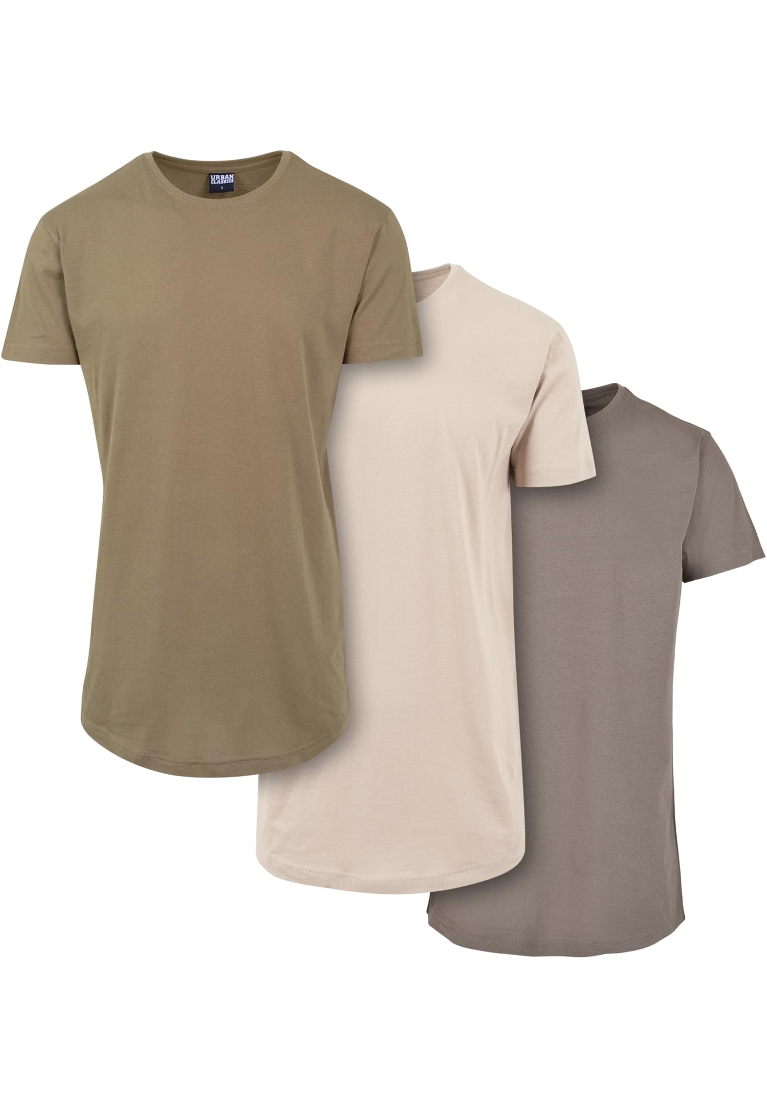 Shaped Long Tee 3-Pack | army green+sand+asphalt