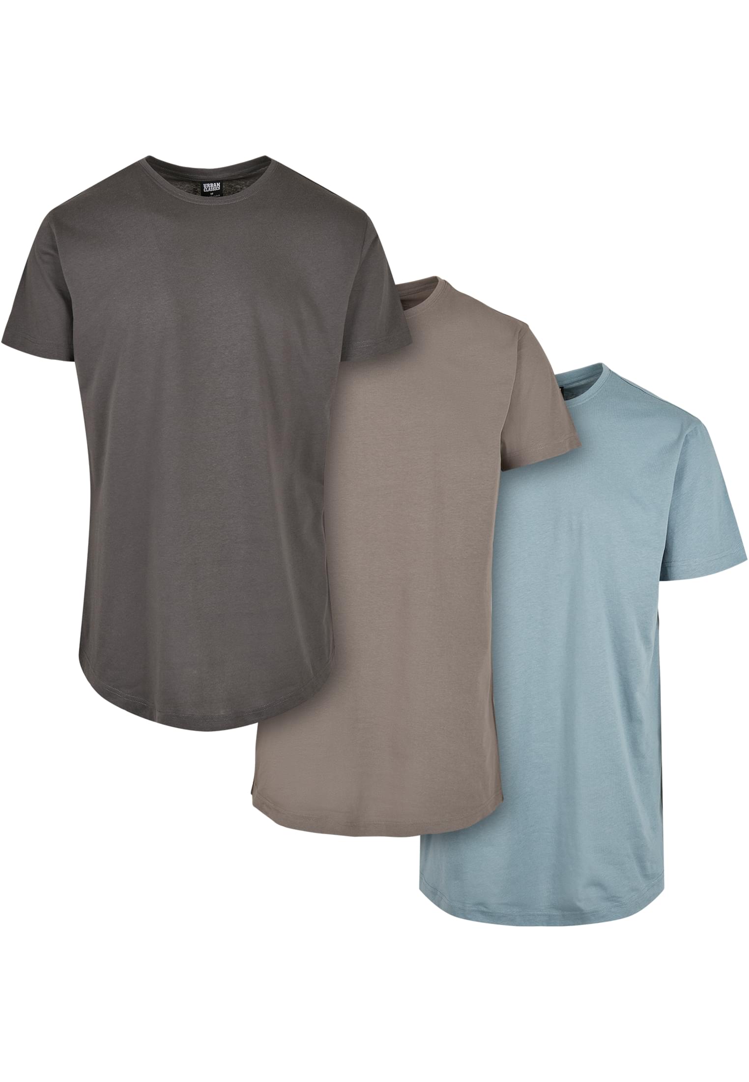 Shaped Long Tee 3-Pack | darkshadow+asphalt+dustyblue