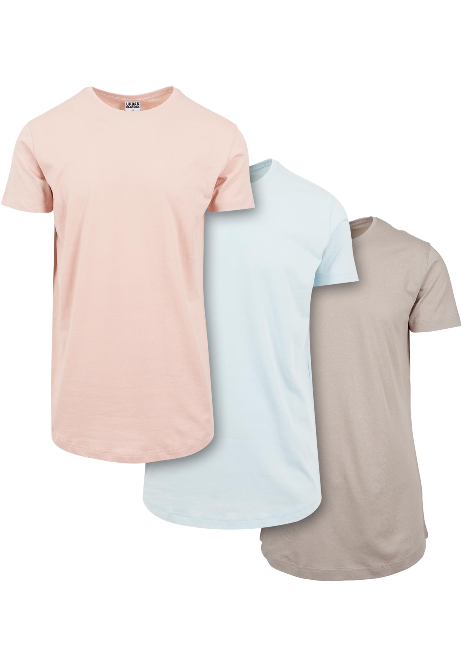 Shaped Long Tee 3-Pack | lightrose+babyblue+cloud