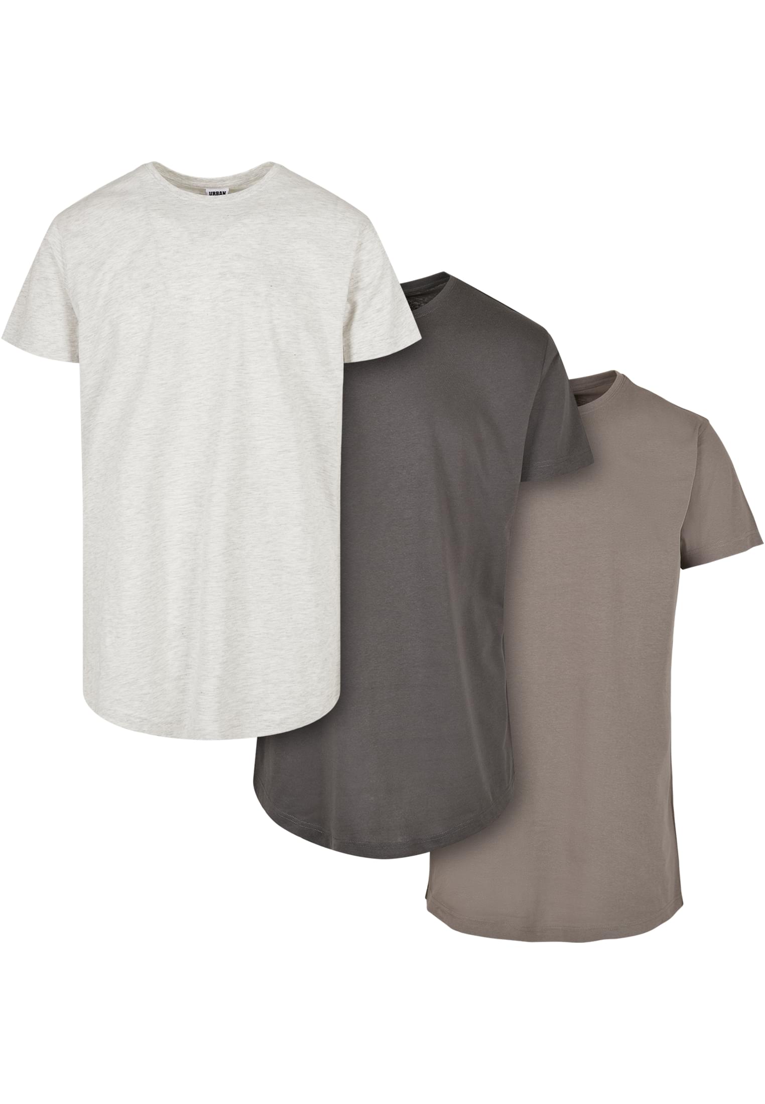 Shaped Long Tee 3-Pack | lightgrey+darkshadow+asphalt