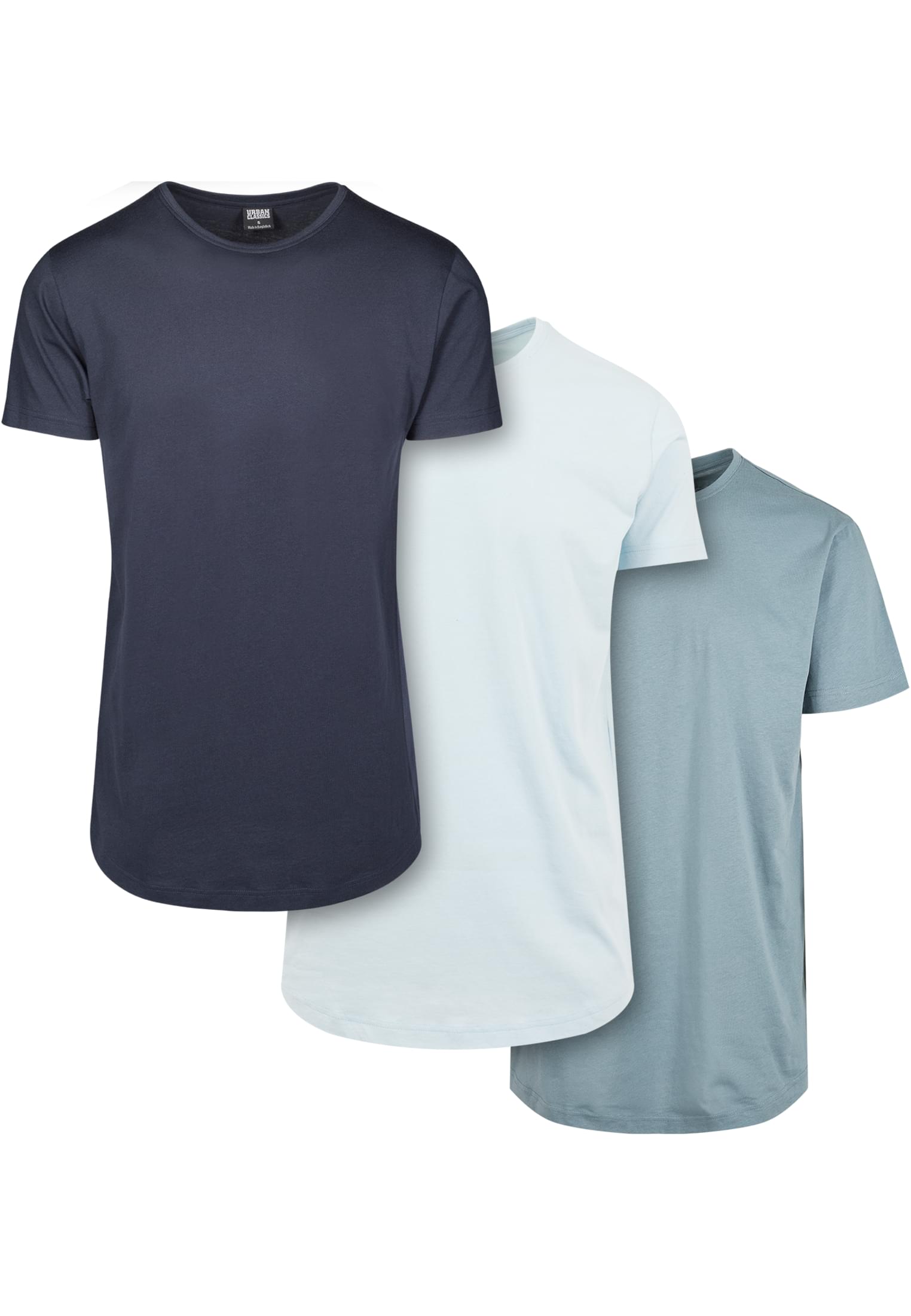 Shaped Long Tee 3-Pack | navy+babyblue+dustyblue