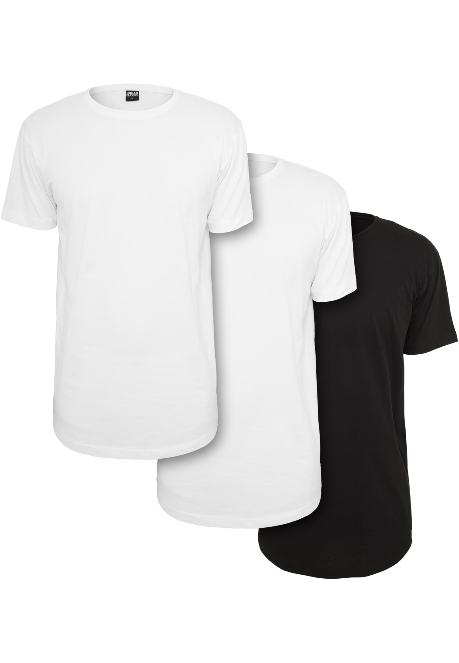 Shaped Long Tee 3-Pack | white+white+black