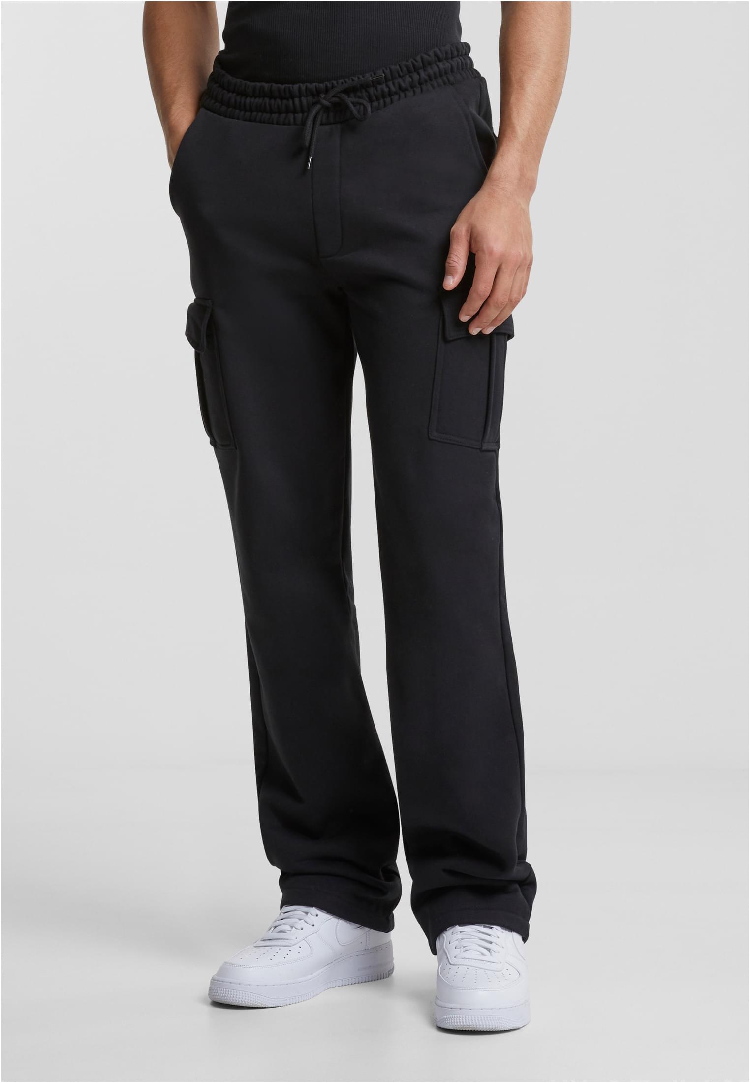 Heavy Straight Leg Cargo Sweatpants | black