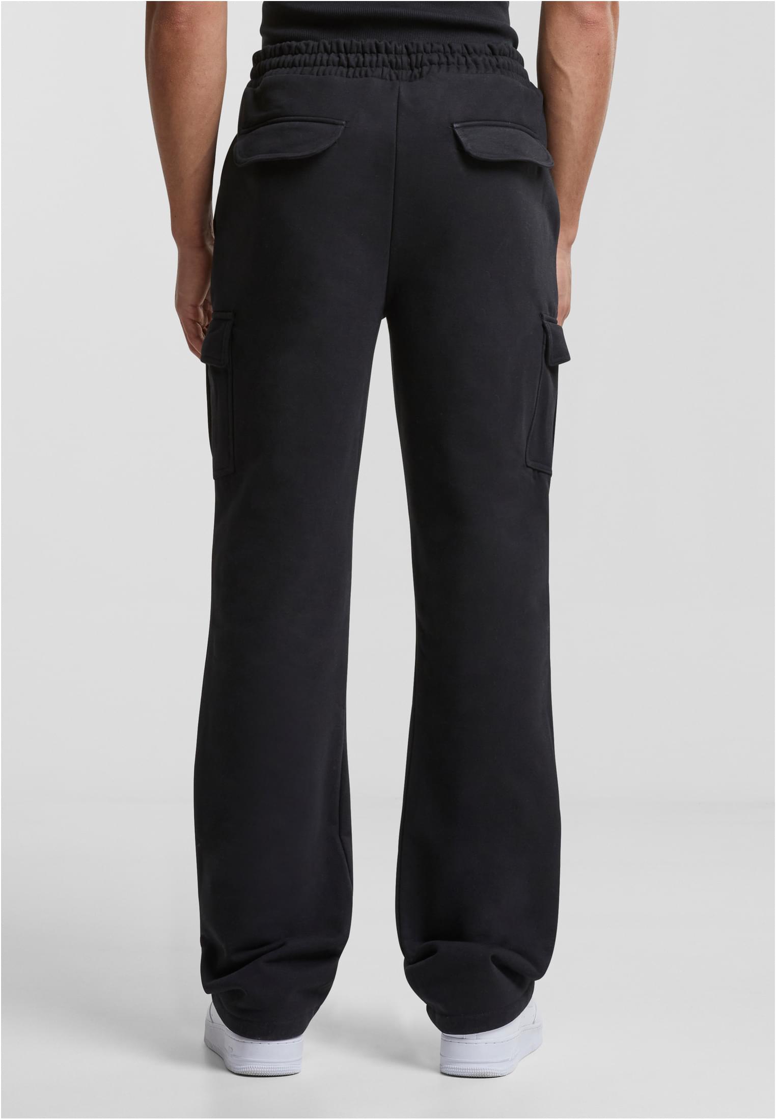 Heavy Straight Leg Cargo Sweatpants | black