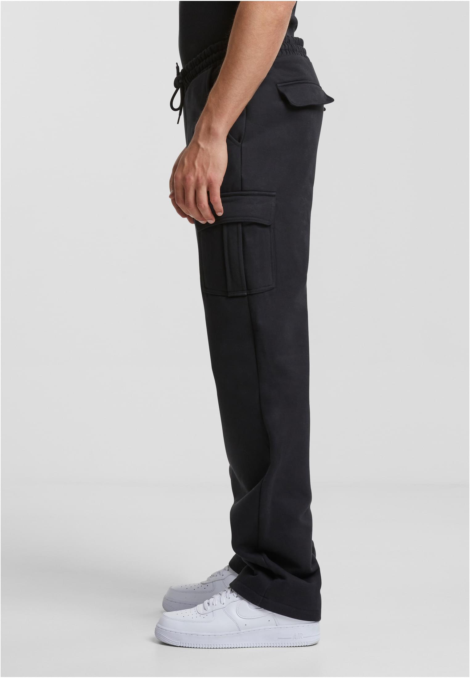 Heavy Straight Leg Cargo Sweatpants | black