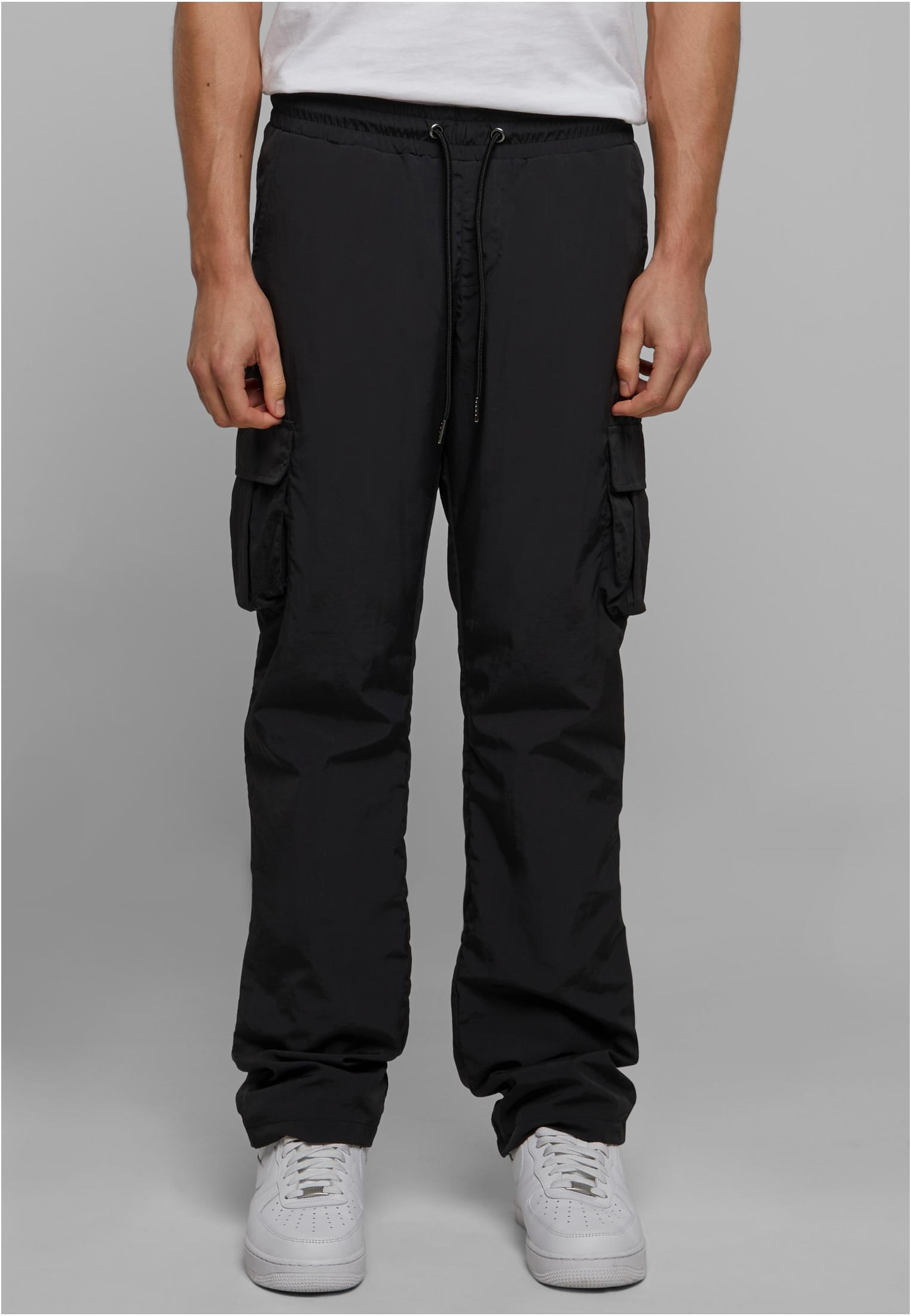 Straight Leg Nylon Cargo Pants | black