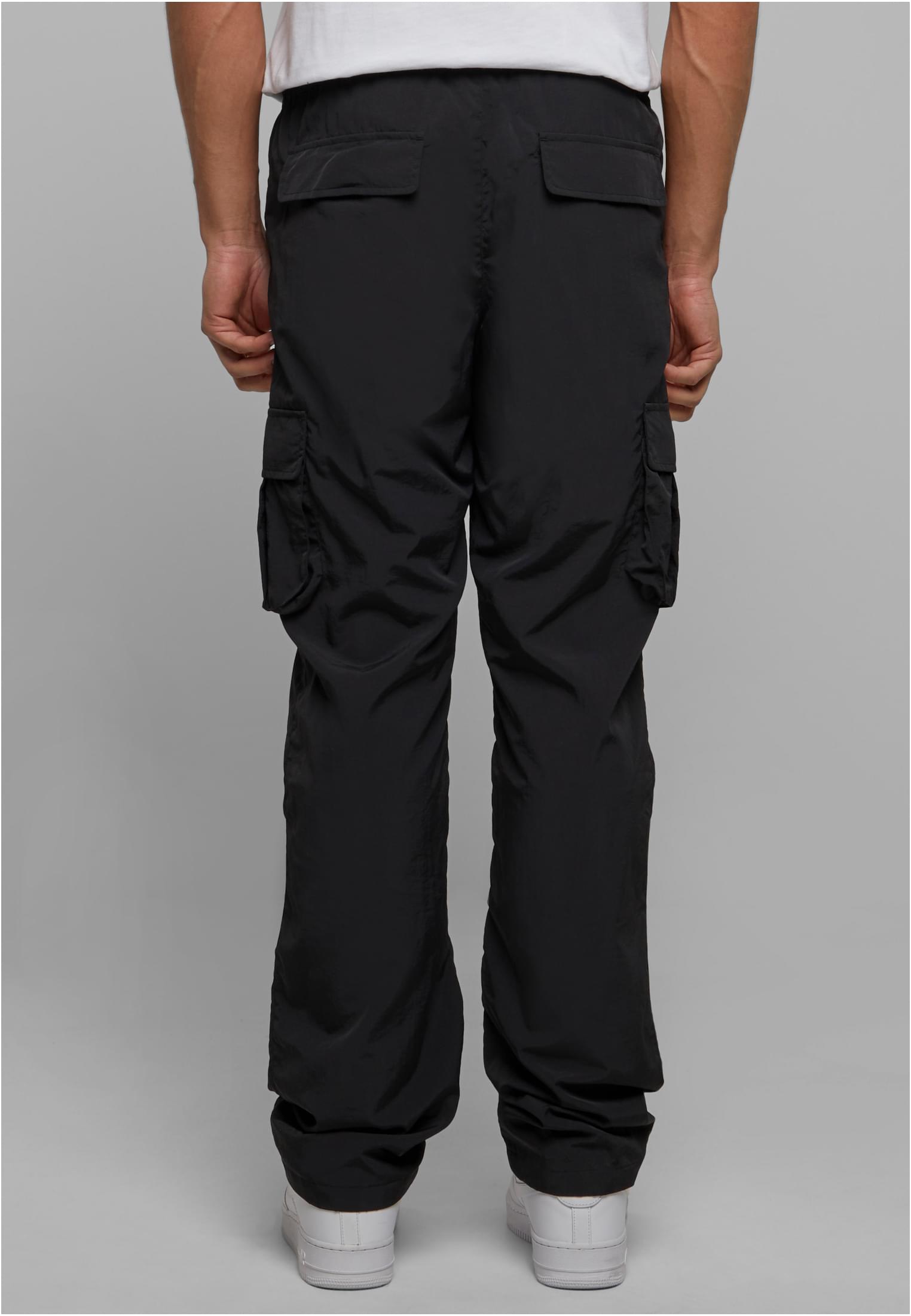 Straight Leg Nylon Cargo Pants | black