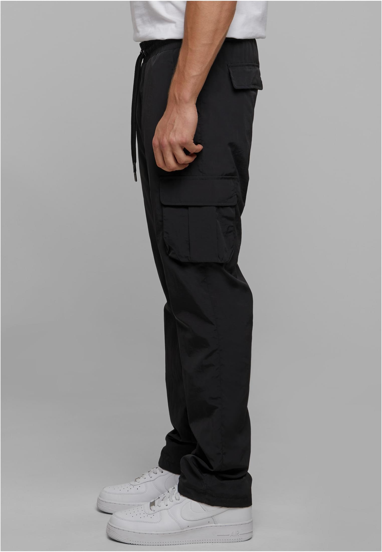 Straight Leg Nylon Cargo Pants | black