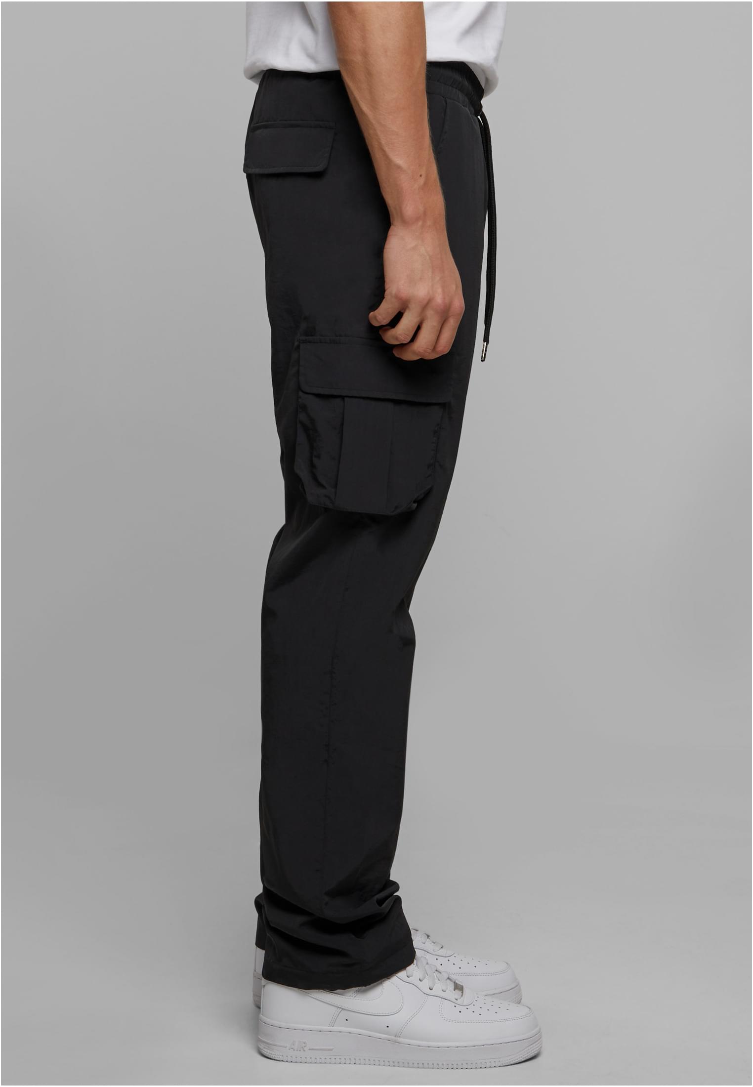 Straight Leg Nylon Cargo Pants | black