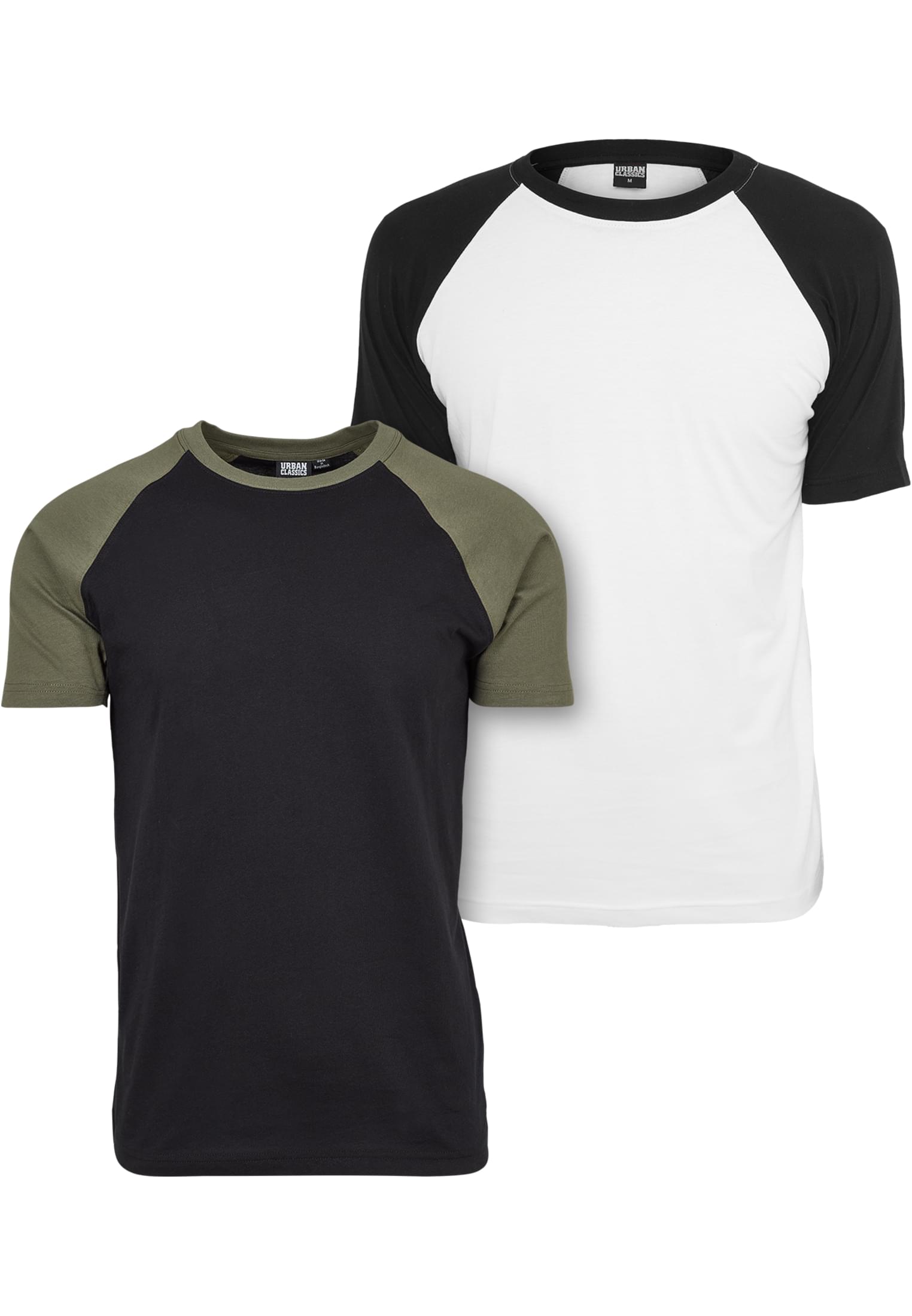 Raglan Contrast Tee 2-Pack | black/olive+white/black