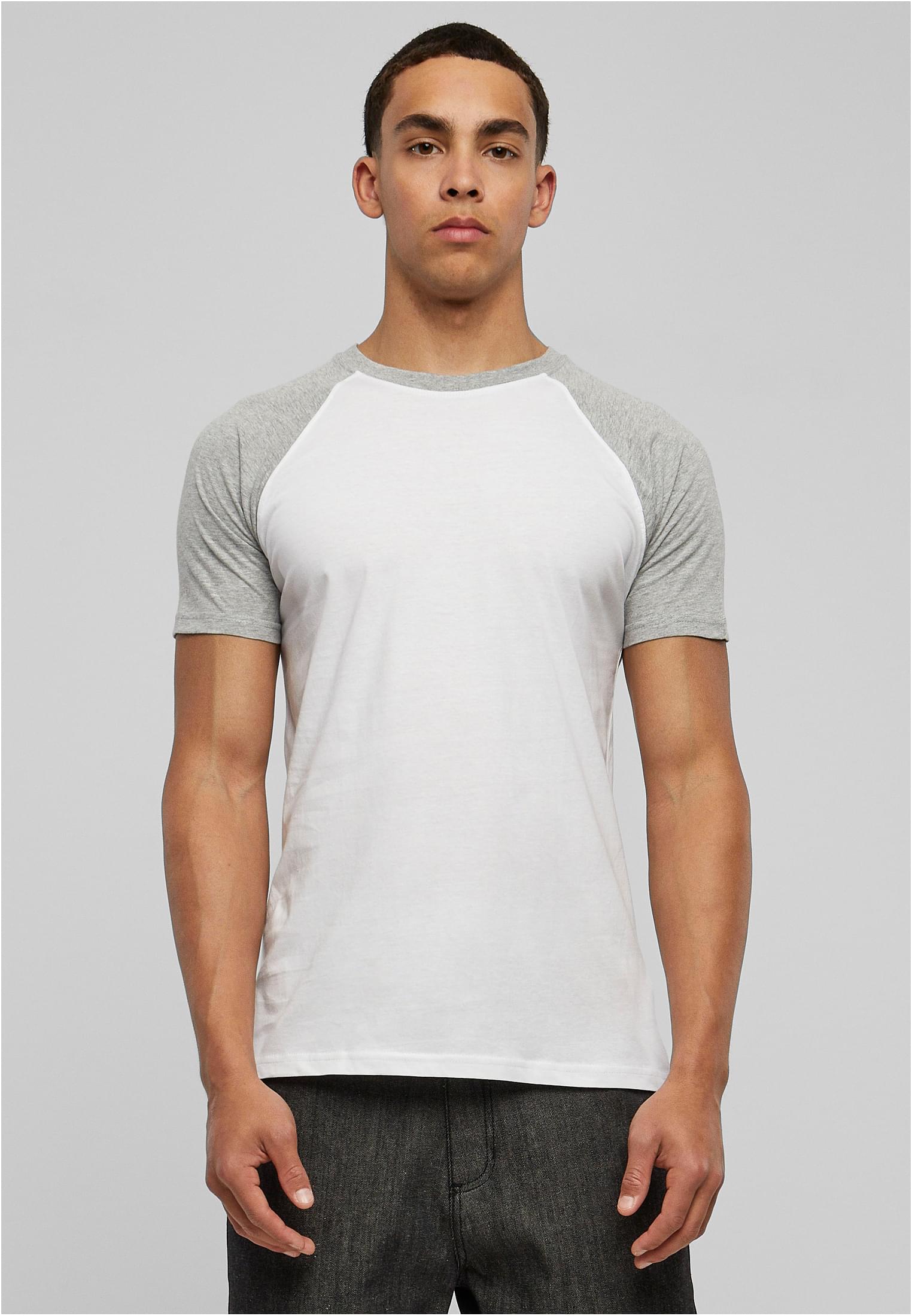 Raglan Contrast Tee | wht/gry