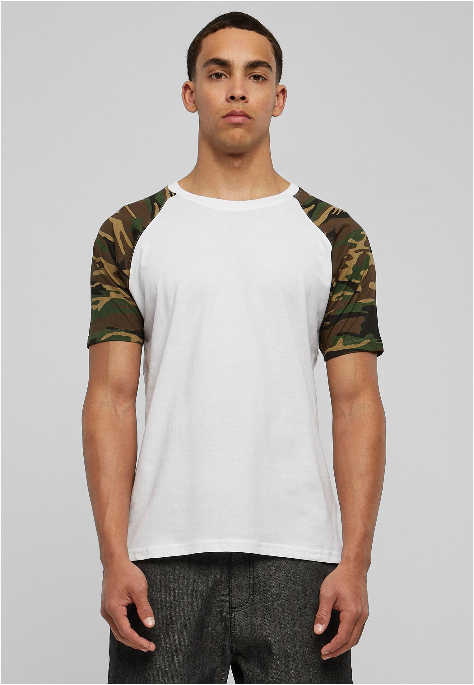 Raglan Contrast Tee | wht/woodcamo