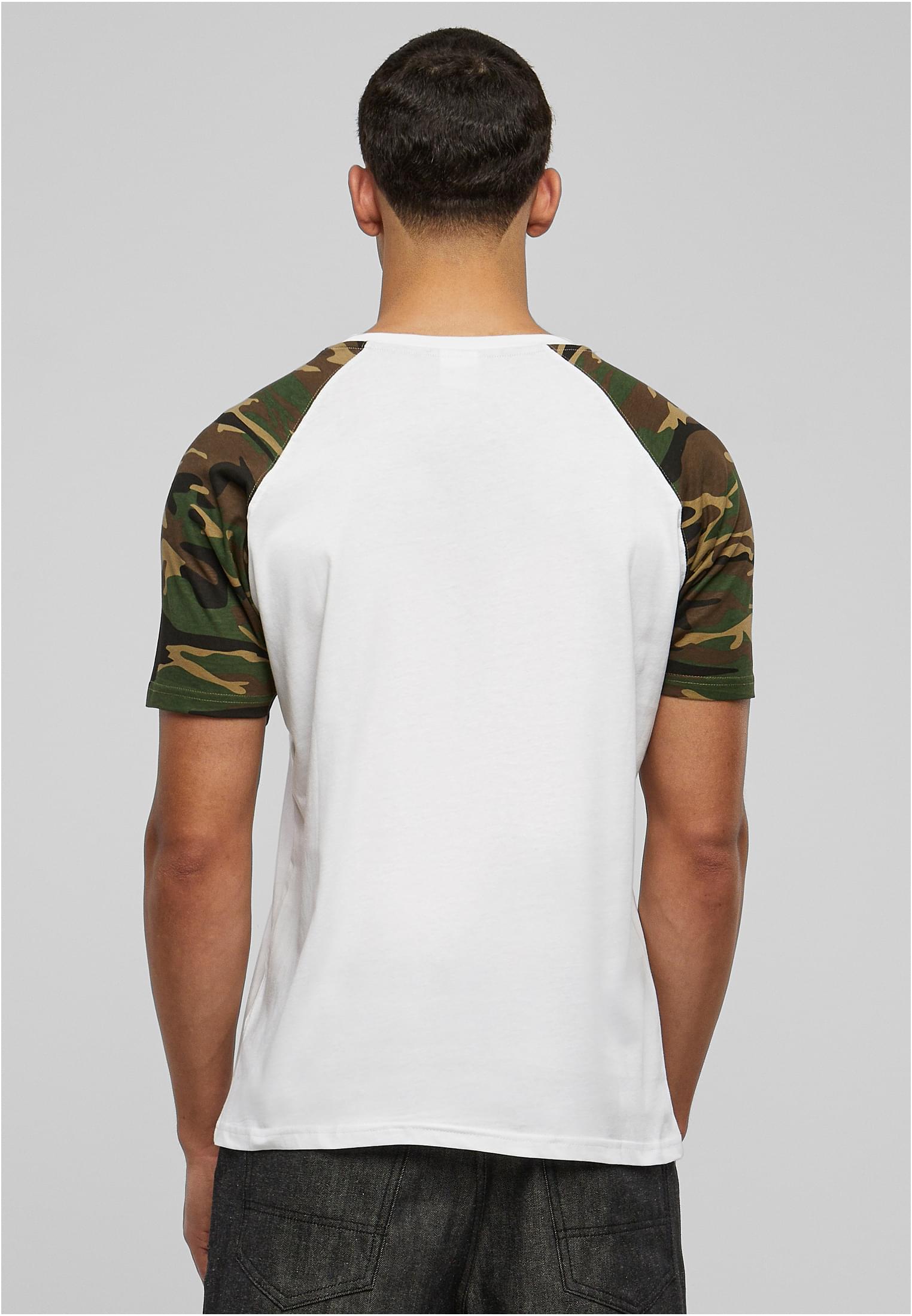 Raglan Contrast Tee | wht/woodcamo