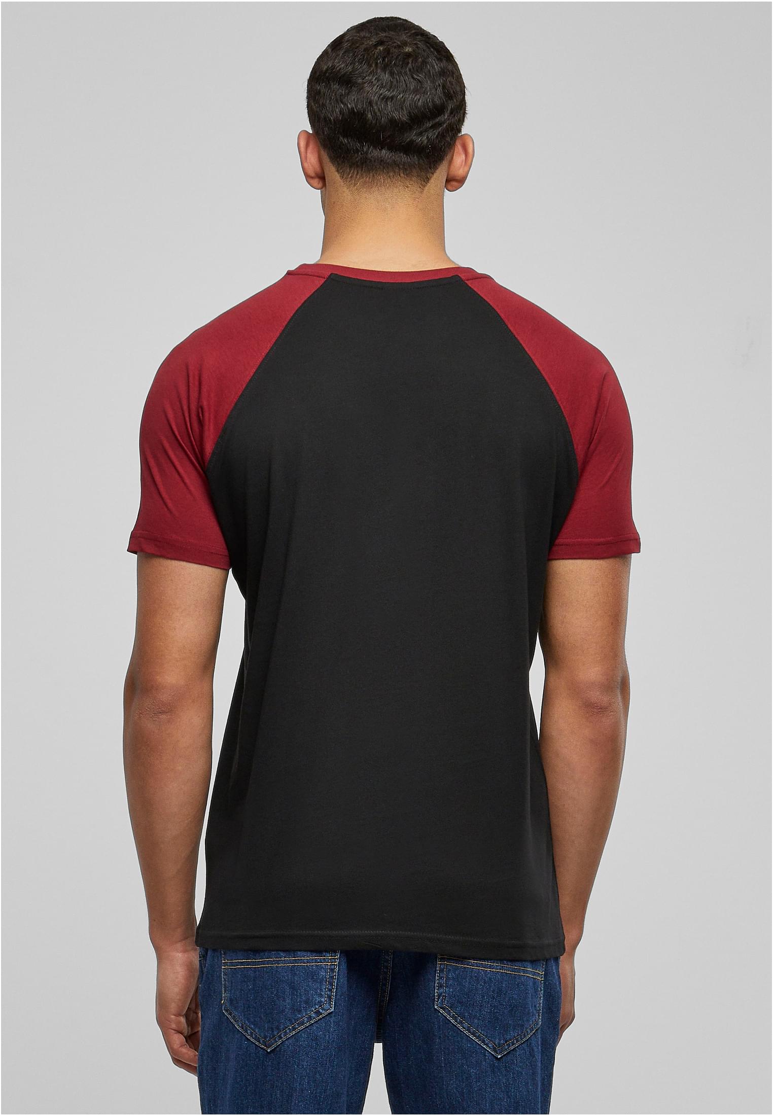 Raglan Contrast Tee | blk/burgundy