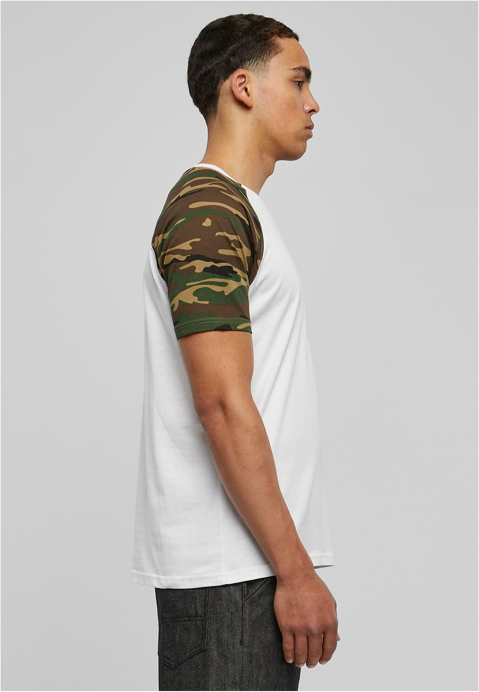 Raglan Contrast Tee | wht/woodcamo