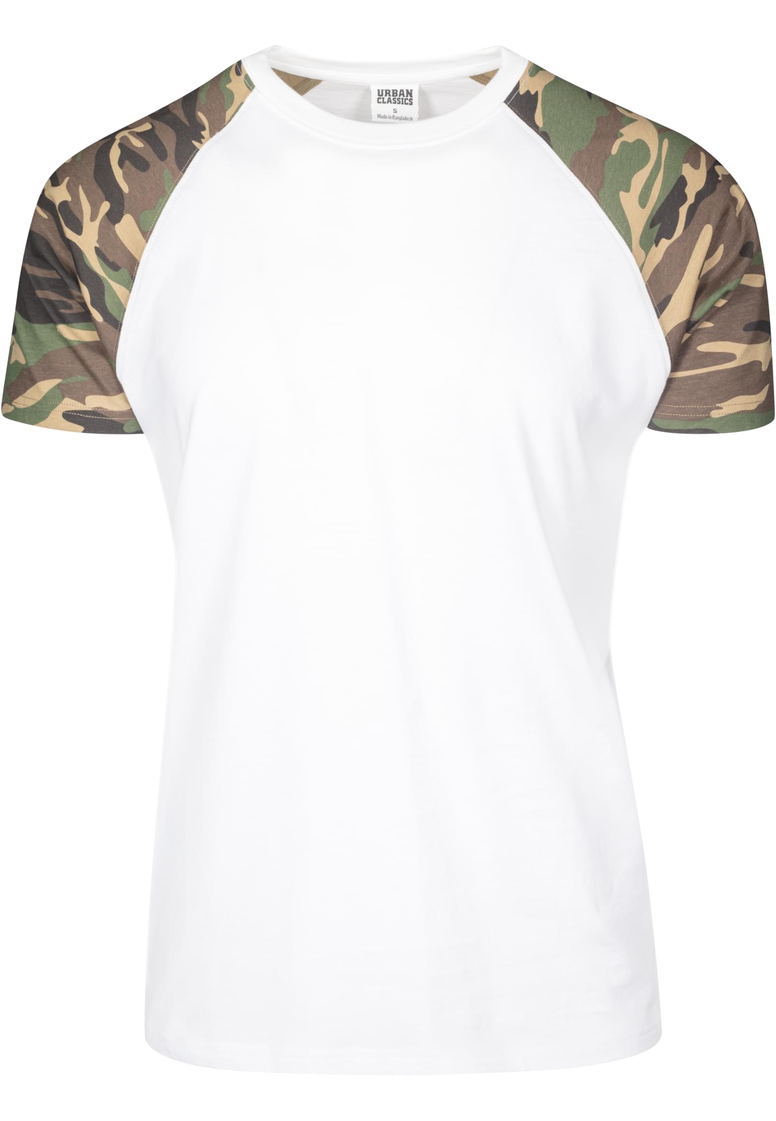 Raglan Contrast Tee | wht/woodcamo