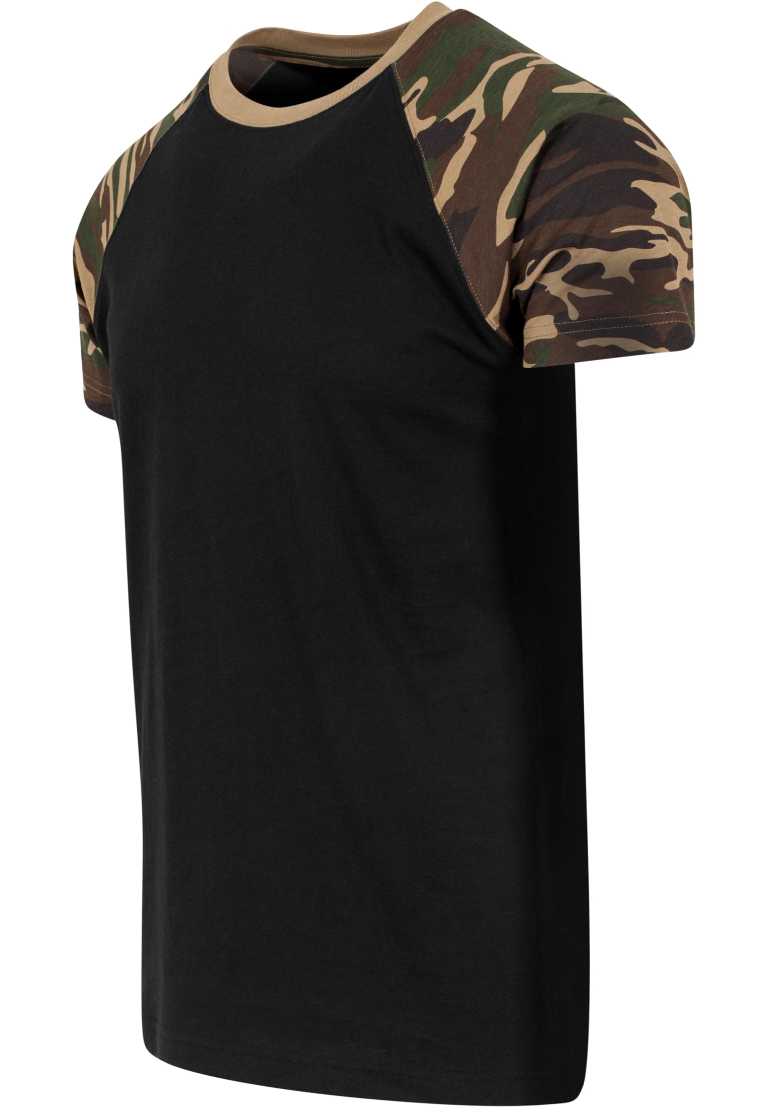 Raglan Contrast Tee | blk/woodcamo