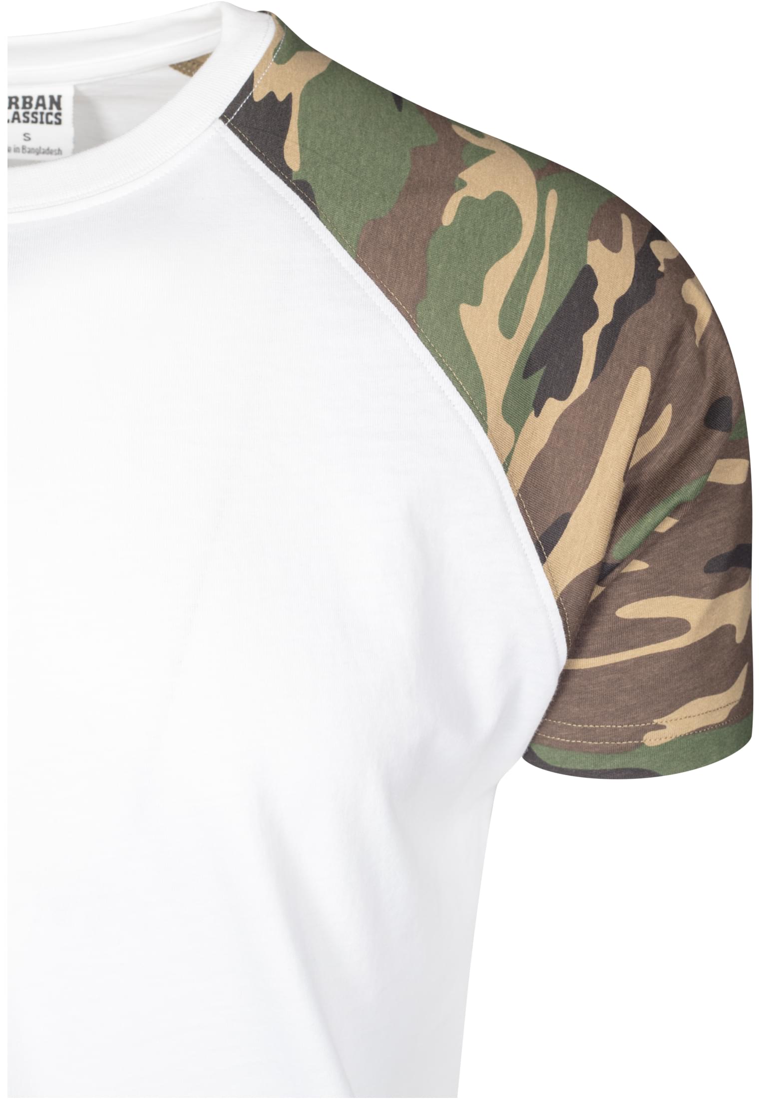 Raglan Contrast Tee | wht/woodcamo