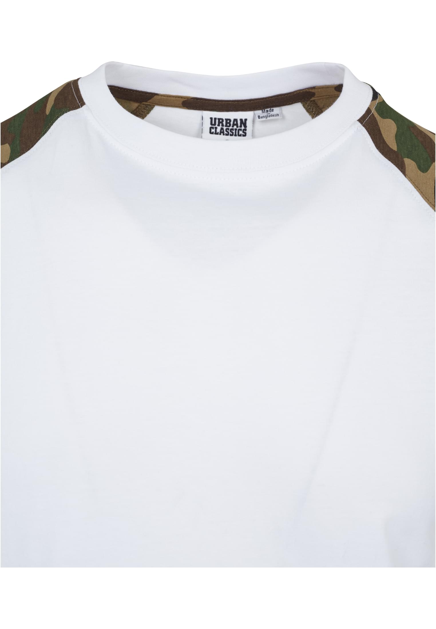 Raglan Contrast Tee | wht/woodcamo