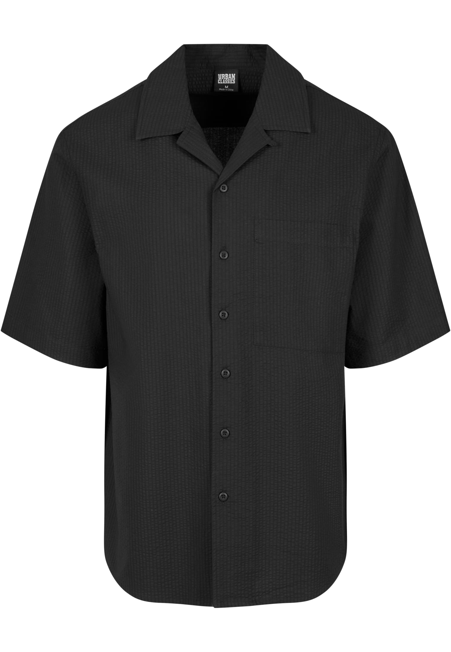 Relaxed Seersucker Short Sleeve Shirt | black