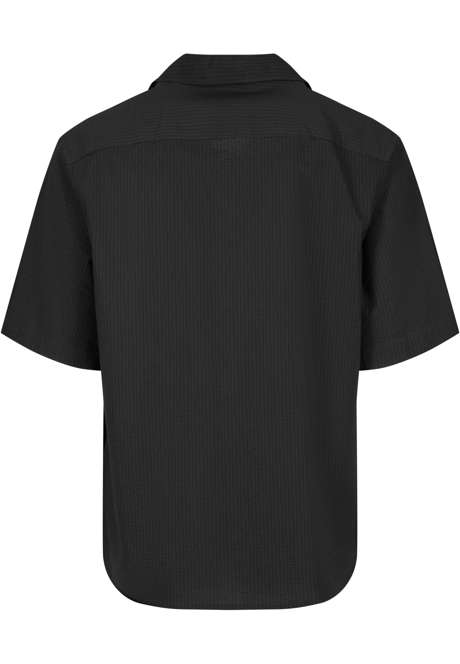 Relaxed Seersucker Short Sleeve Shirt | black