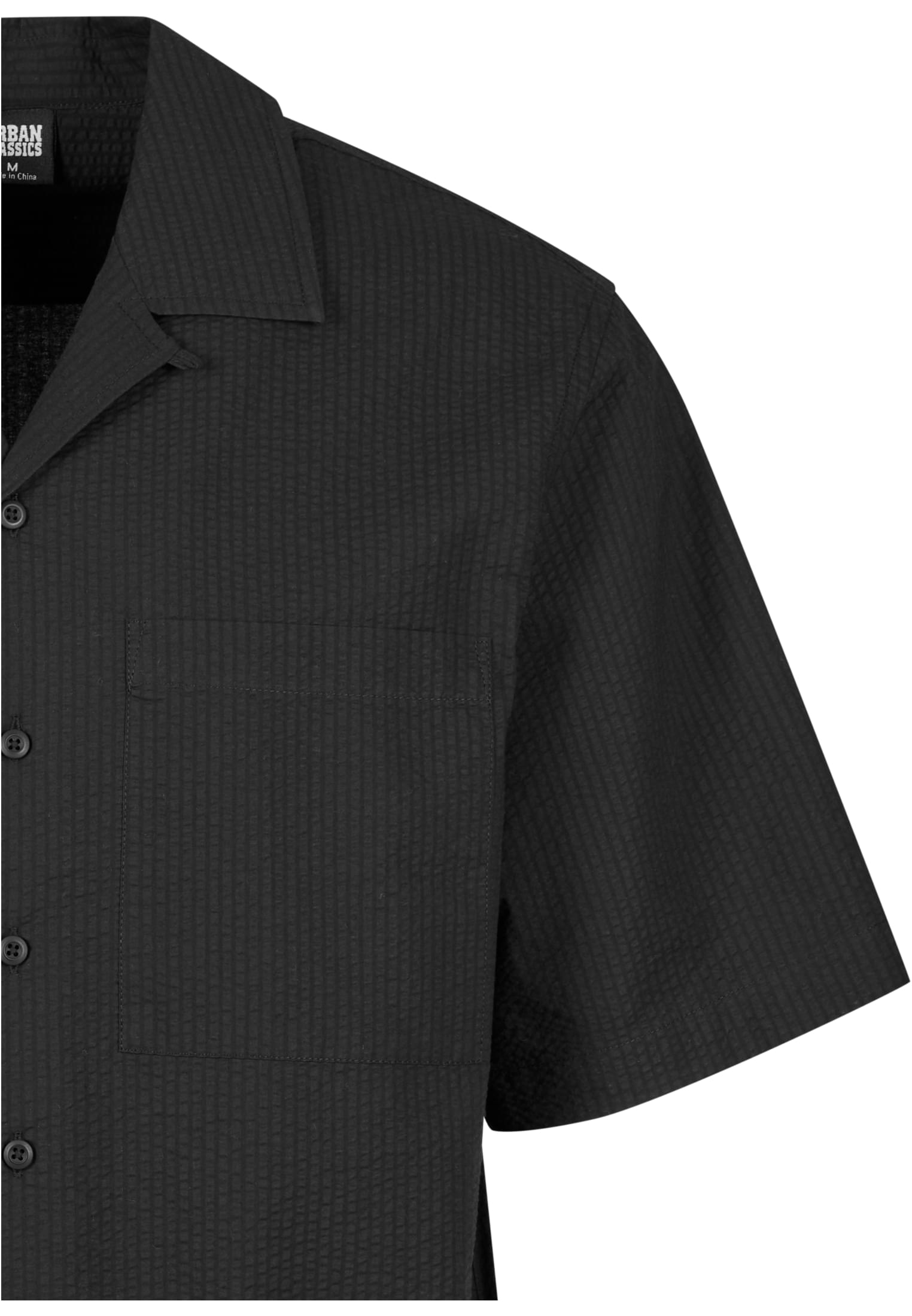 Relaxed Seersucker Short Sleeve Shirt | black